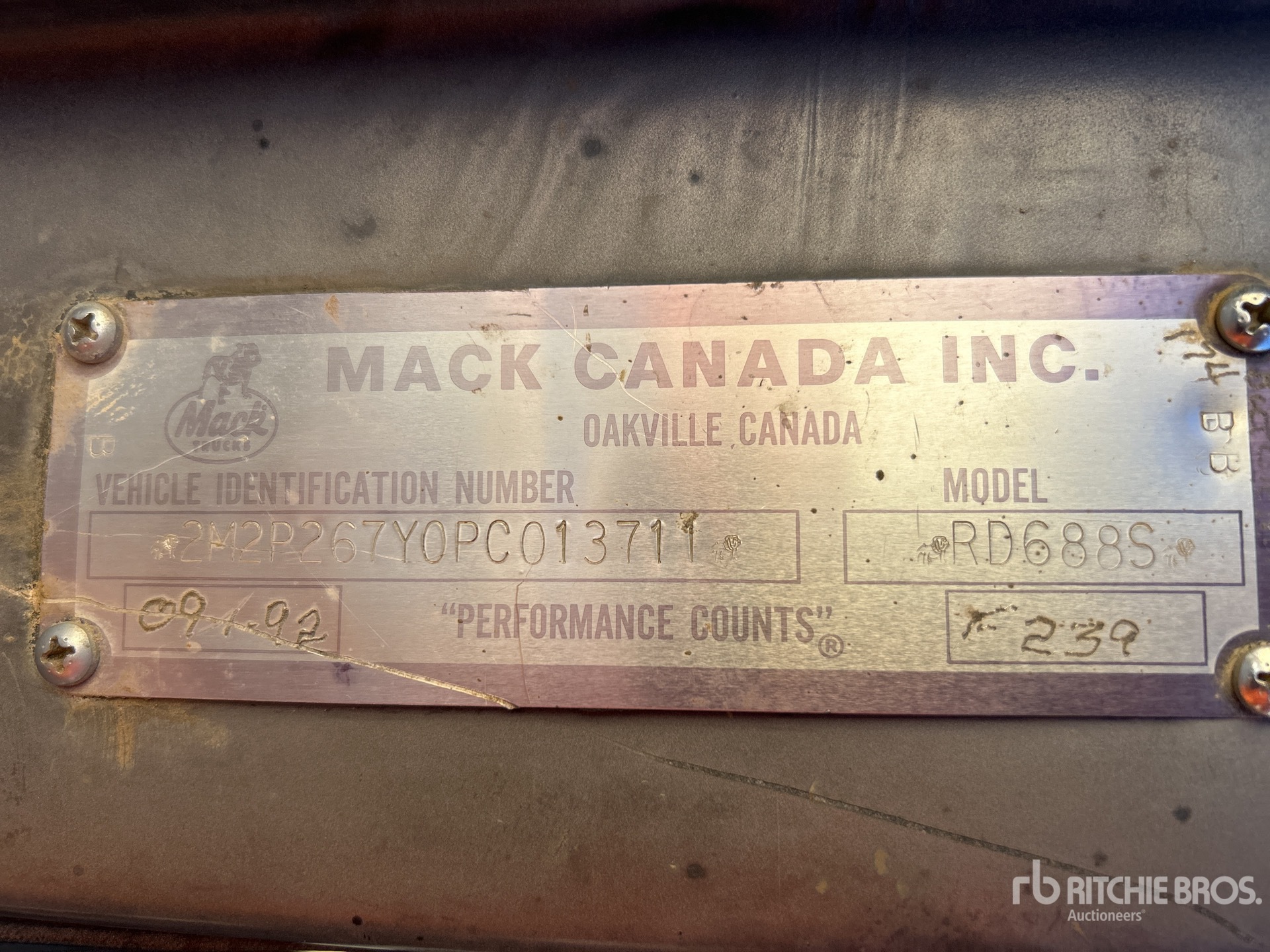 General Appearance with Serial Number / VIN