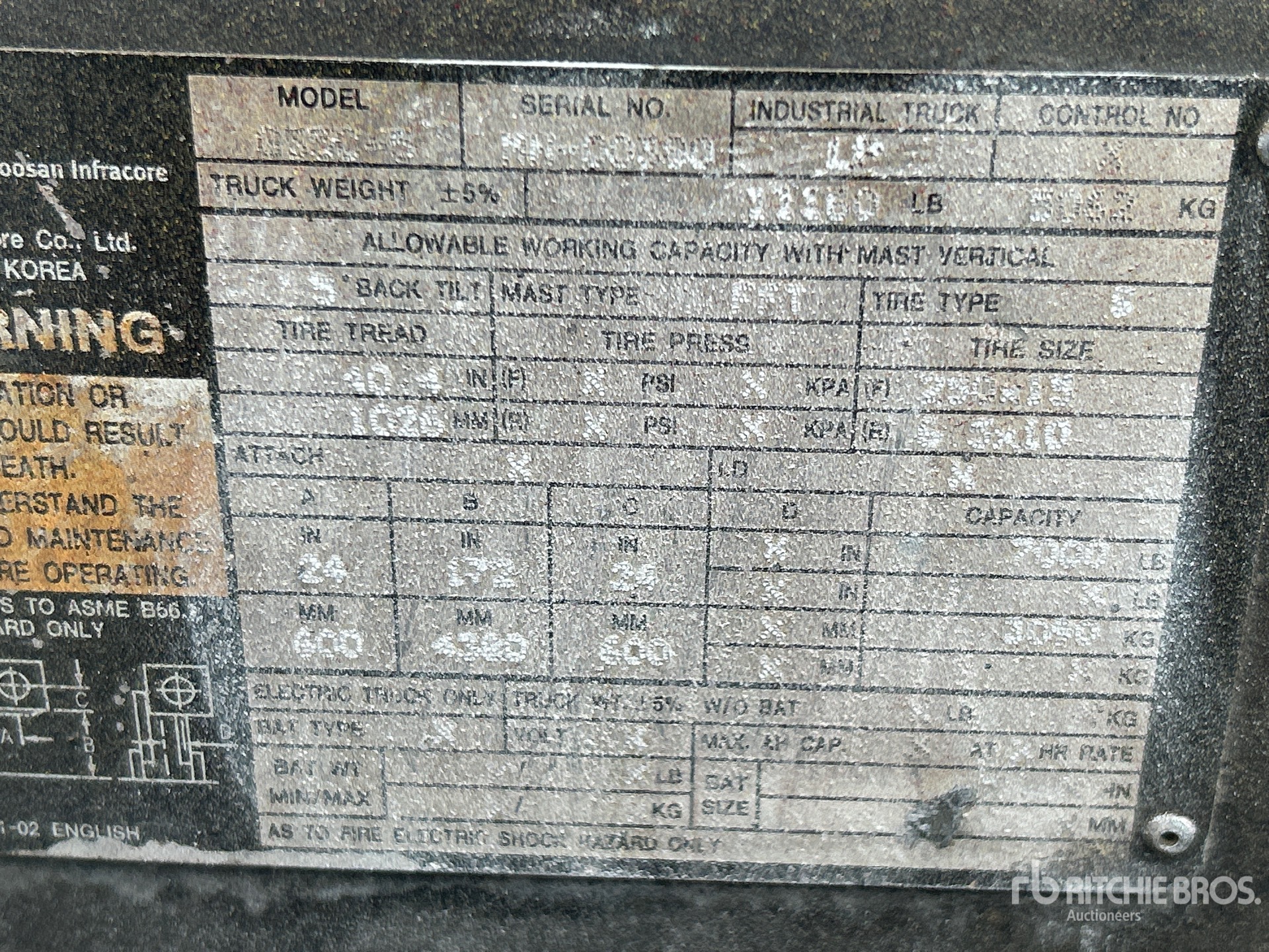 General Appearance with Serial Number / VIN