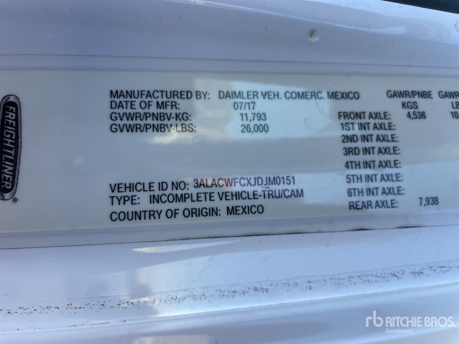 General Appearance with Serial Number / VIN