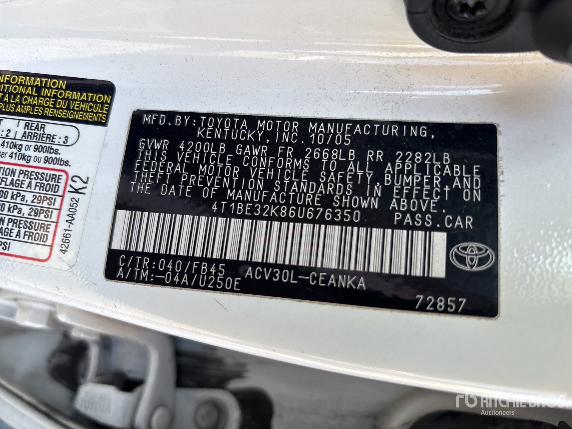 General Appearance with Serial Number / VIN