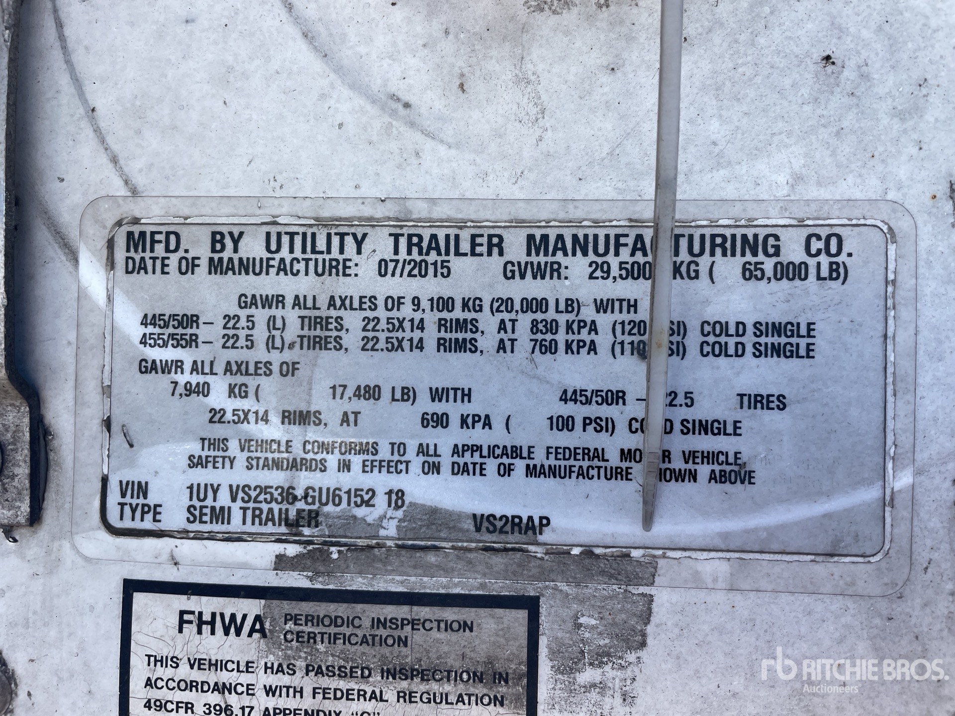 General Appearance with Serial Number / VIN