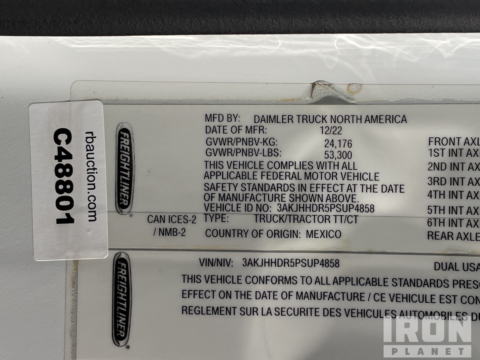 General Appearance with Serial Number / VIN