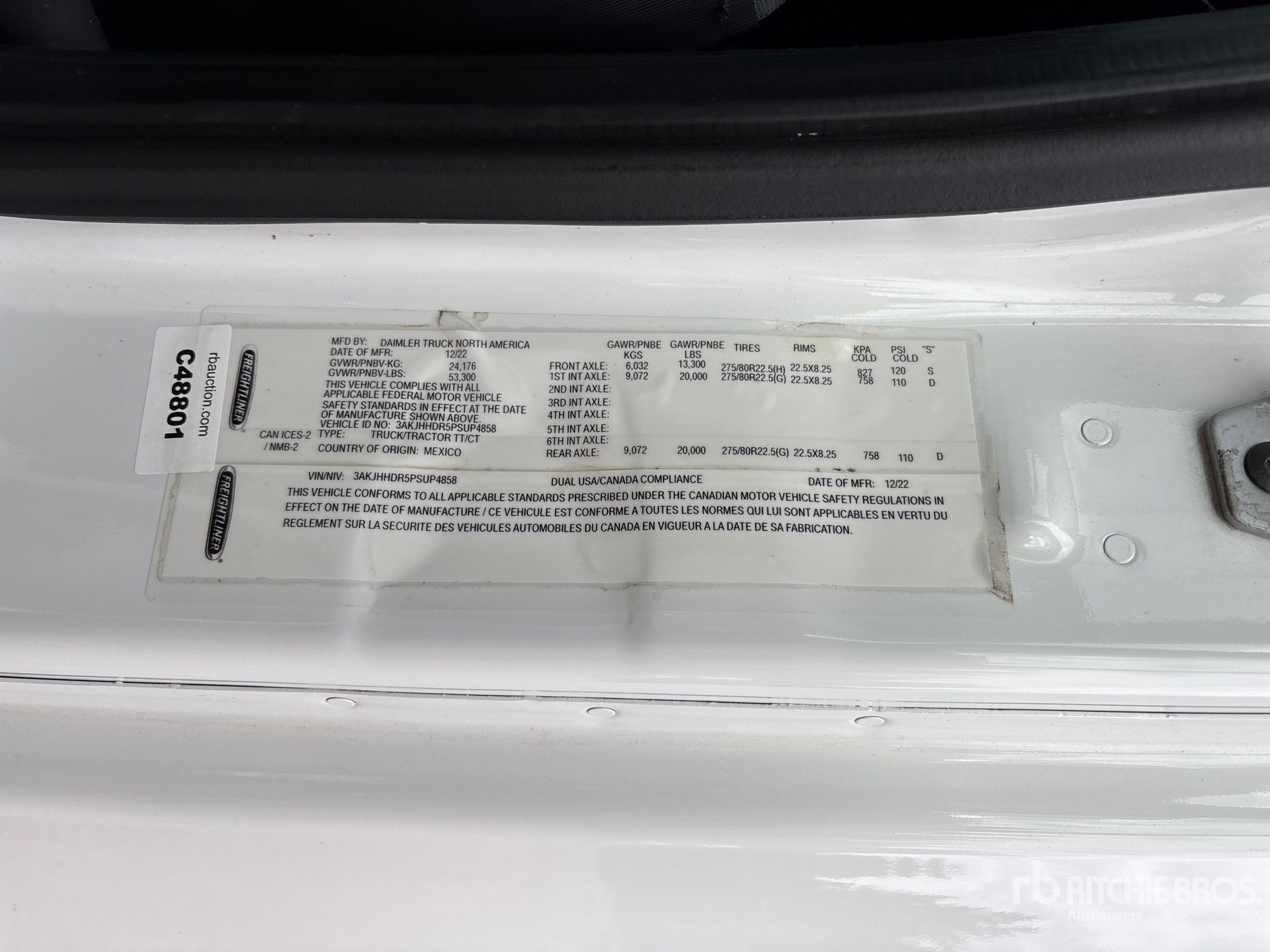 General Appearance with Serial Number / VIN