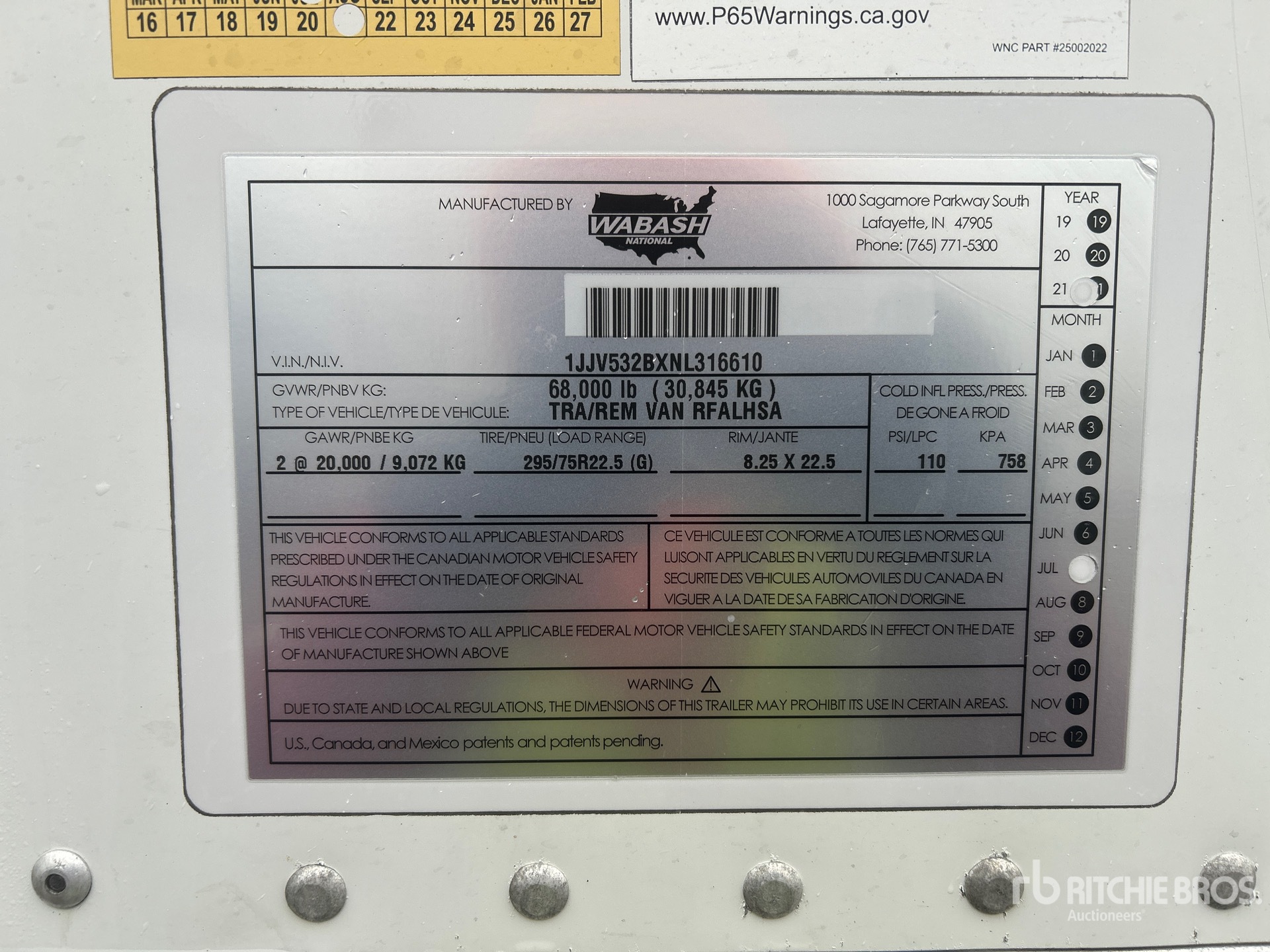 General Appearance with Serial Number / VIN