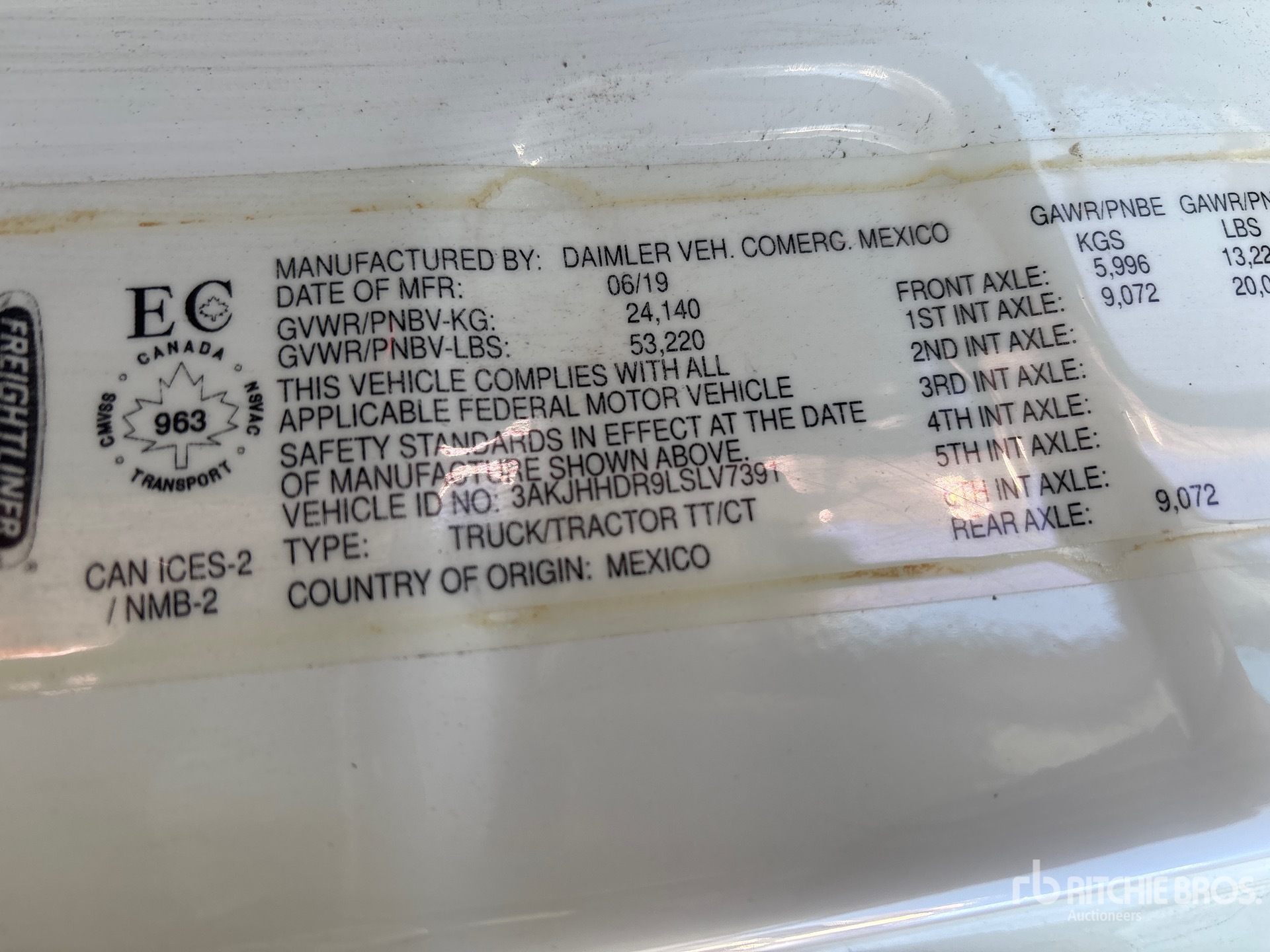 General Appearance with Serial Number / VIN
