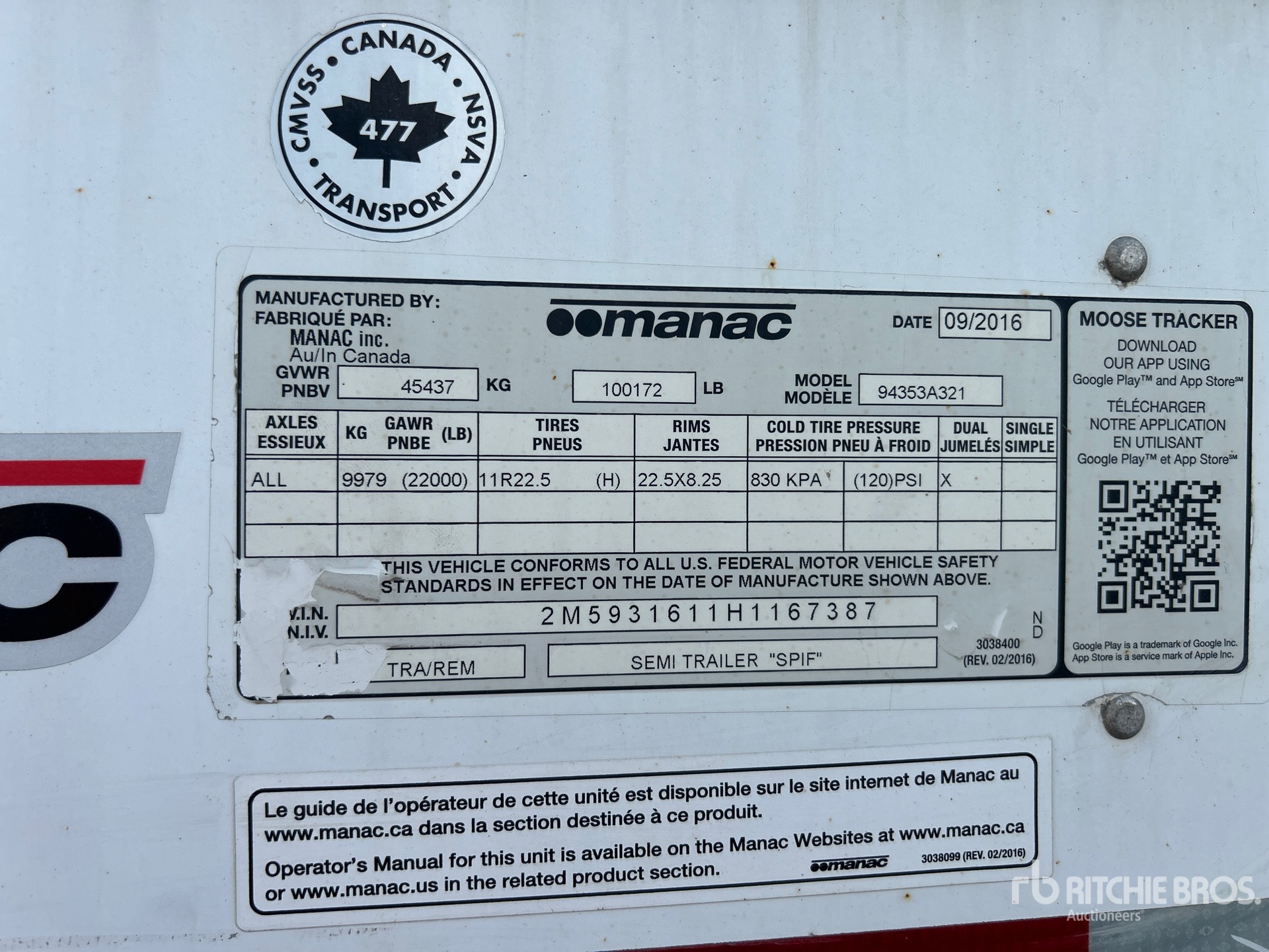 General Appearance with Serial Number / VIN