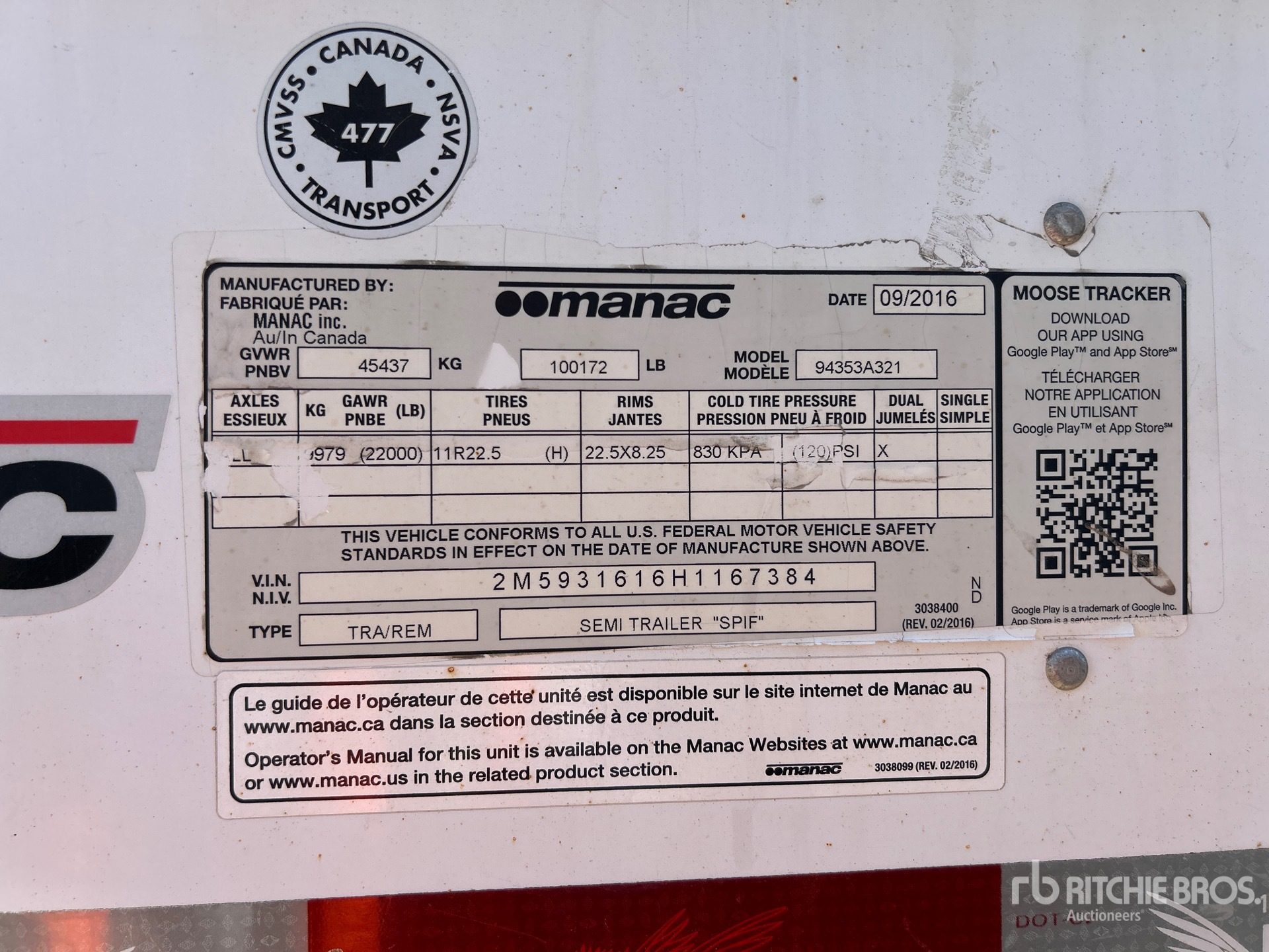 General Appearance with Serial Number / VIN