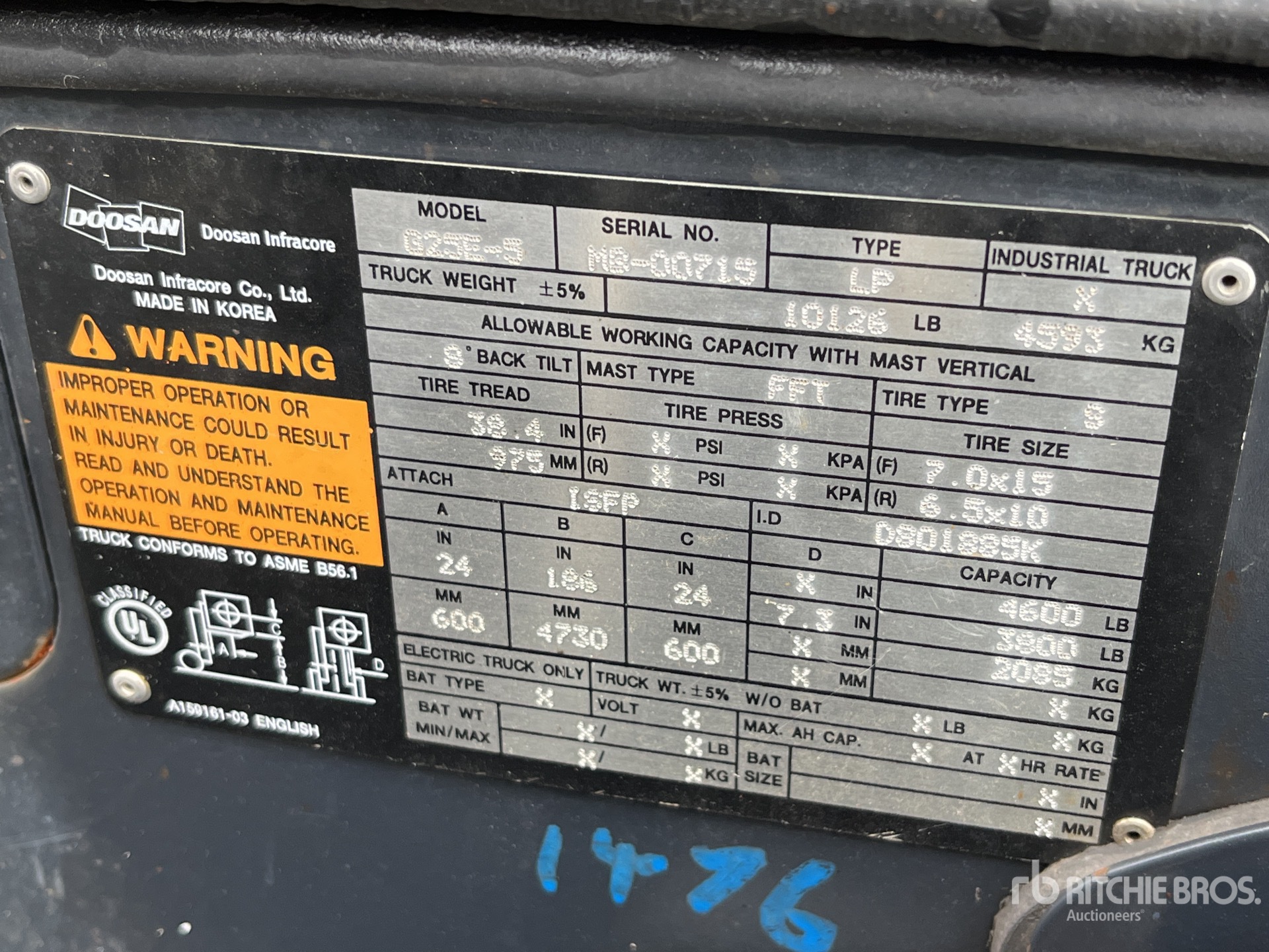 General Appearance with Serial Number / VIN