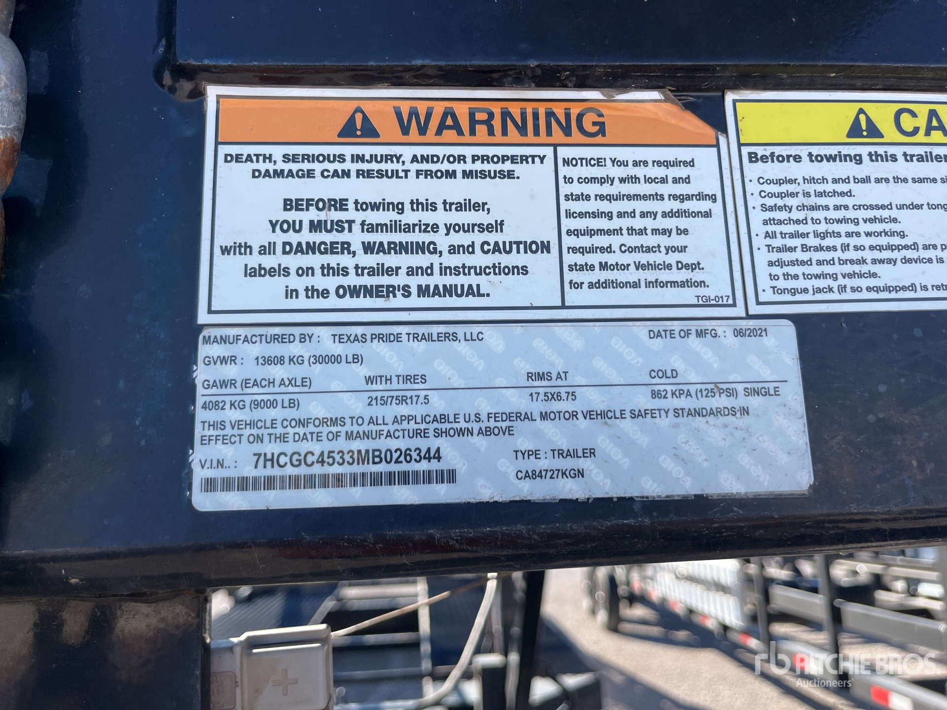 General Appearance with Serial Number / VIN