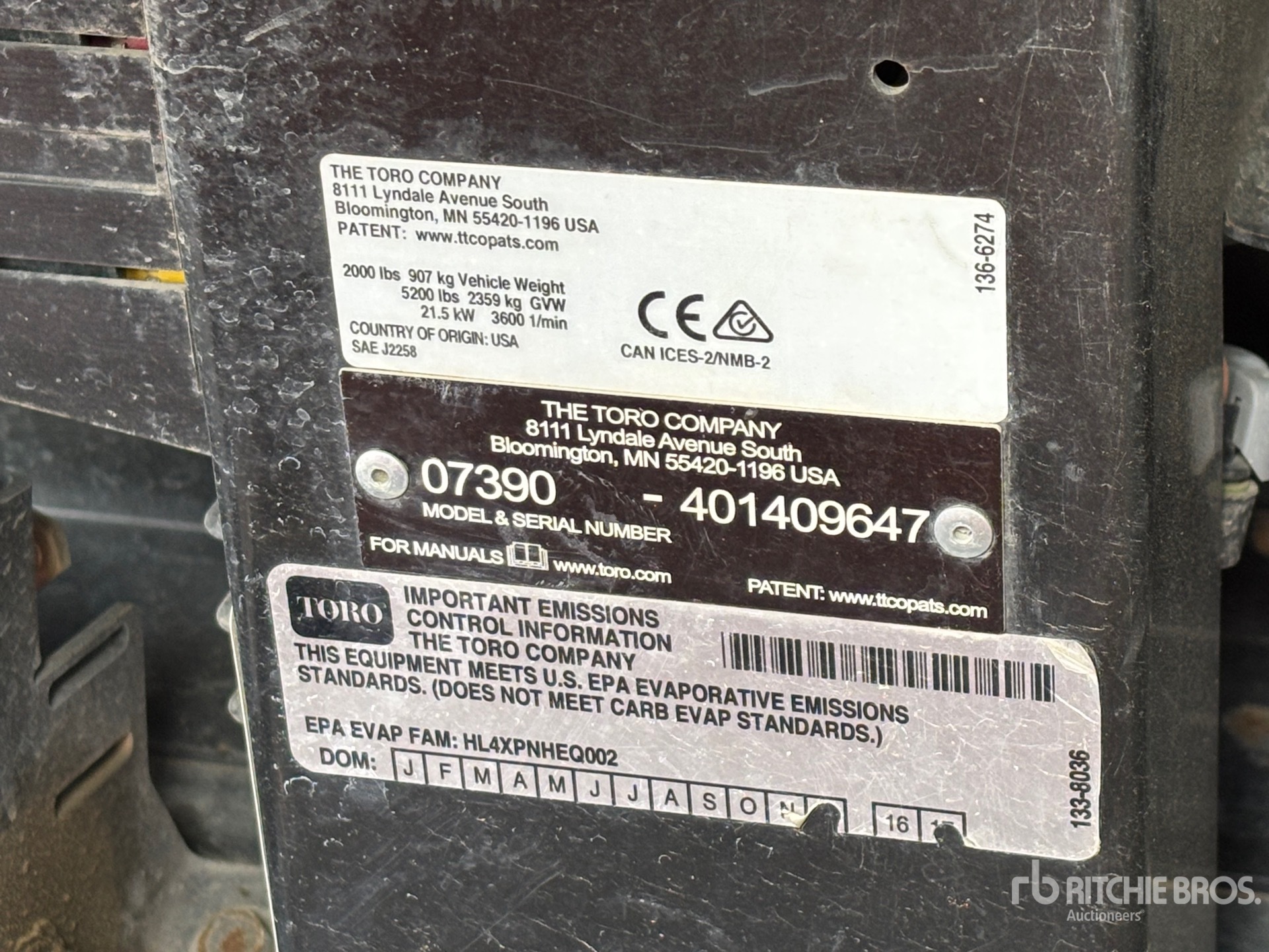 General Appearance with Serial Number / VIN