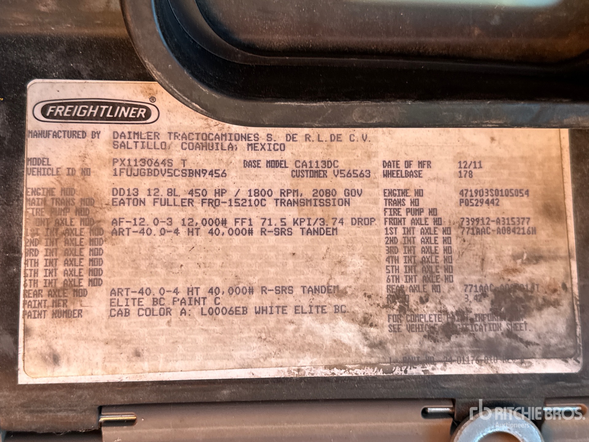 General Appearance with Serial Number / VIN