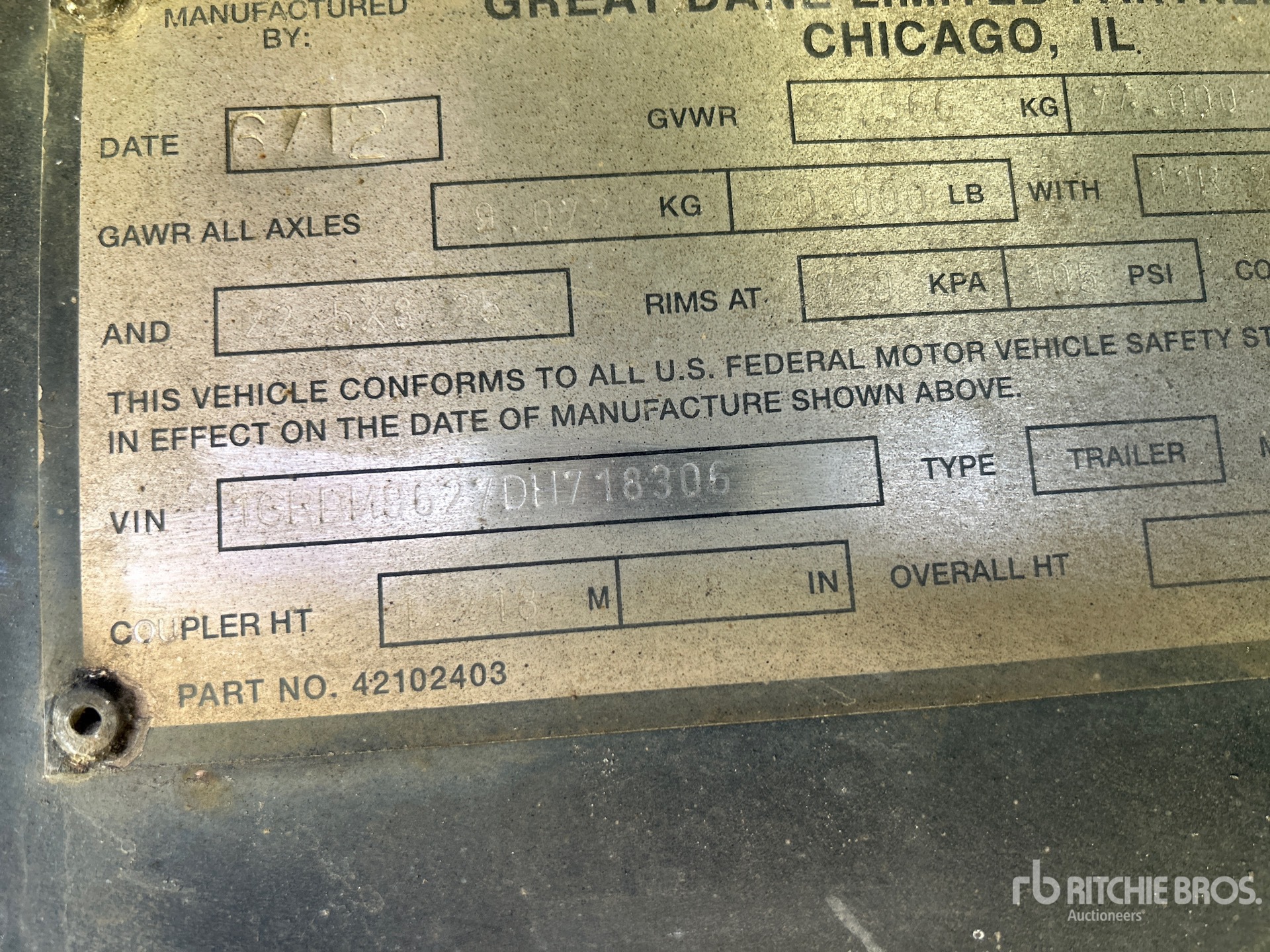 General Appearance with Serial Number / VIN