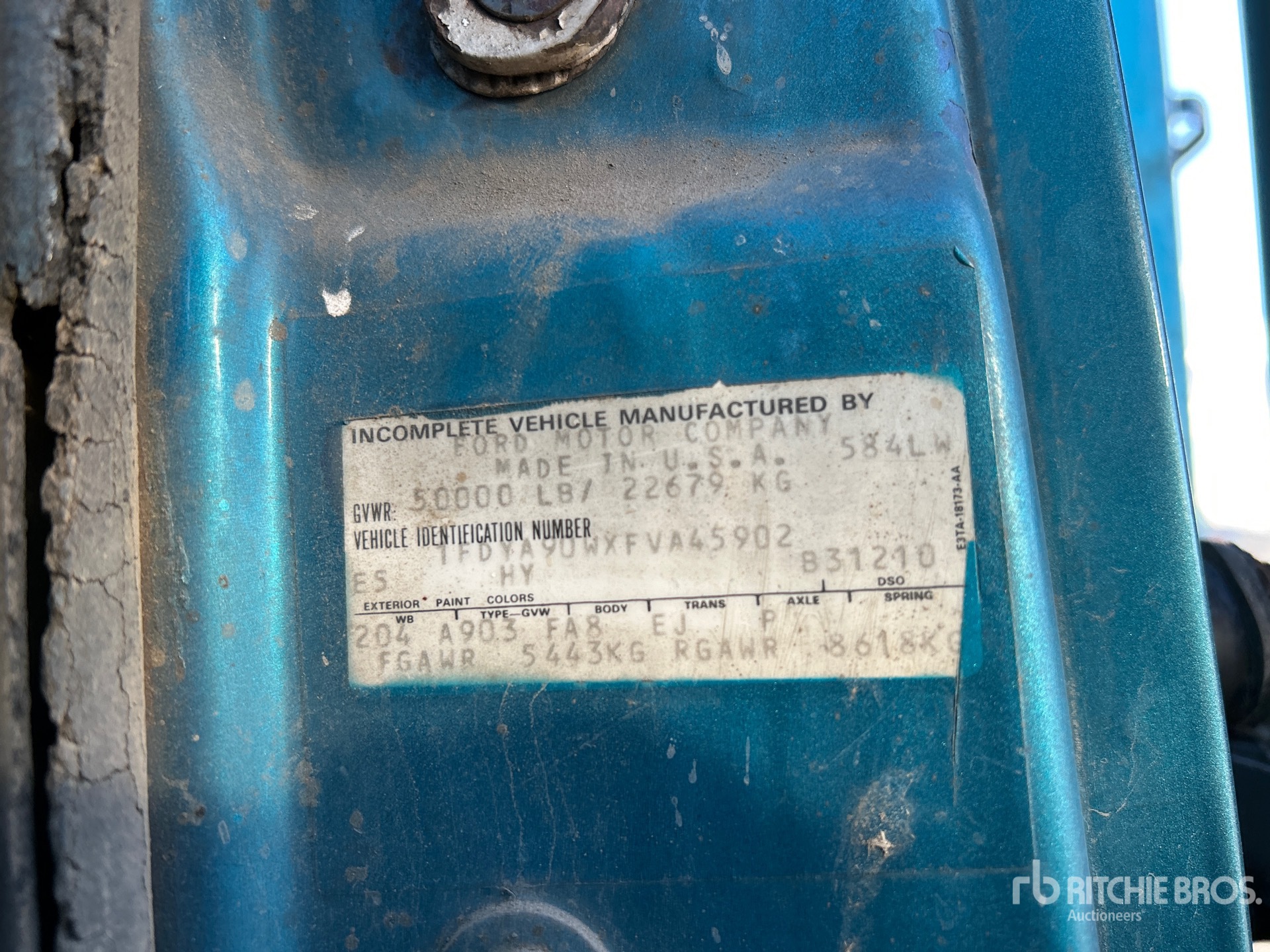 General Appearance with Serial Number / VIN
