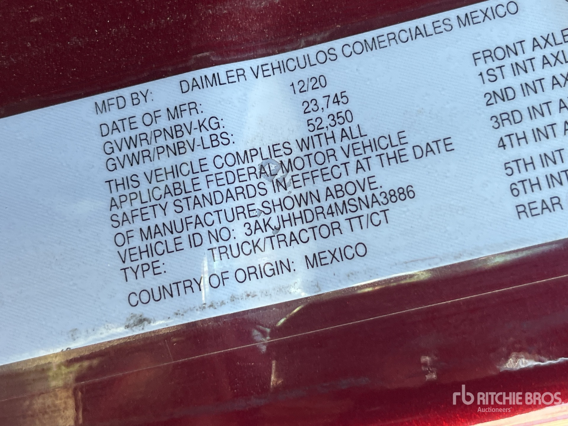 General Appearance with Serial Number / VIN