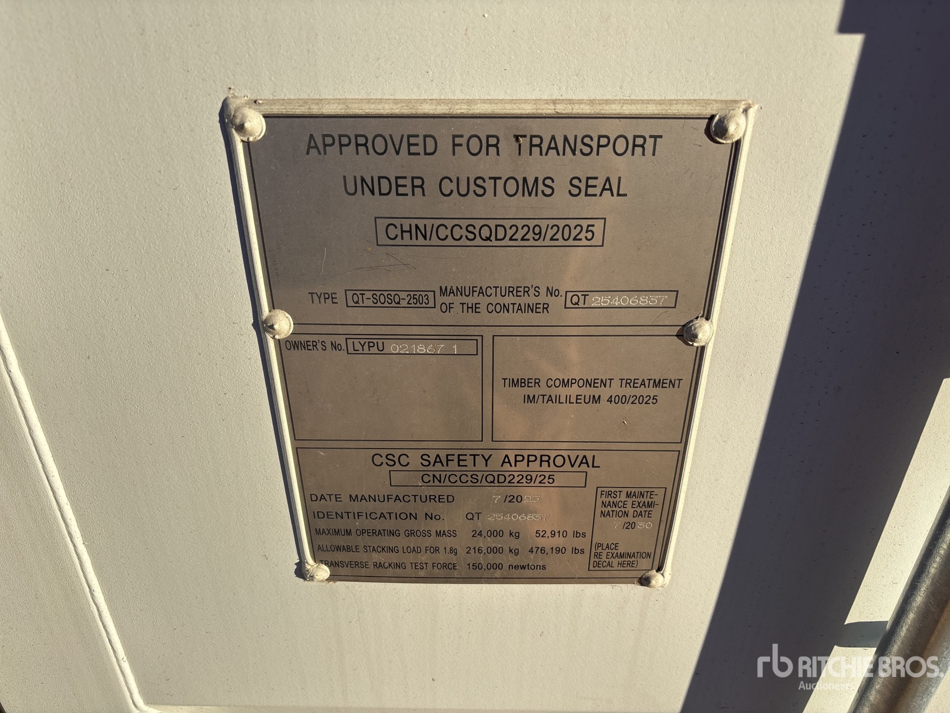 General Appearance with Serial Number / VIN