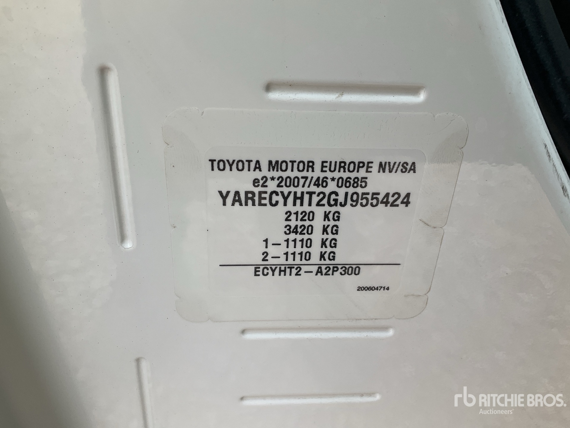 General Appearance with Serial Number / VIN