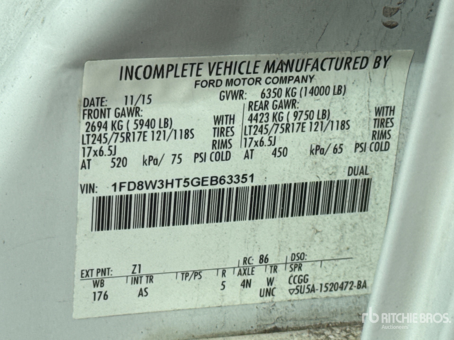 General Appearance with Serial Number / VIN