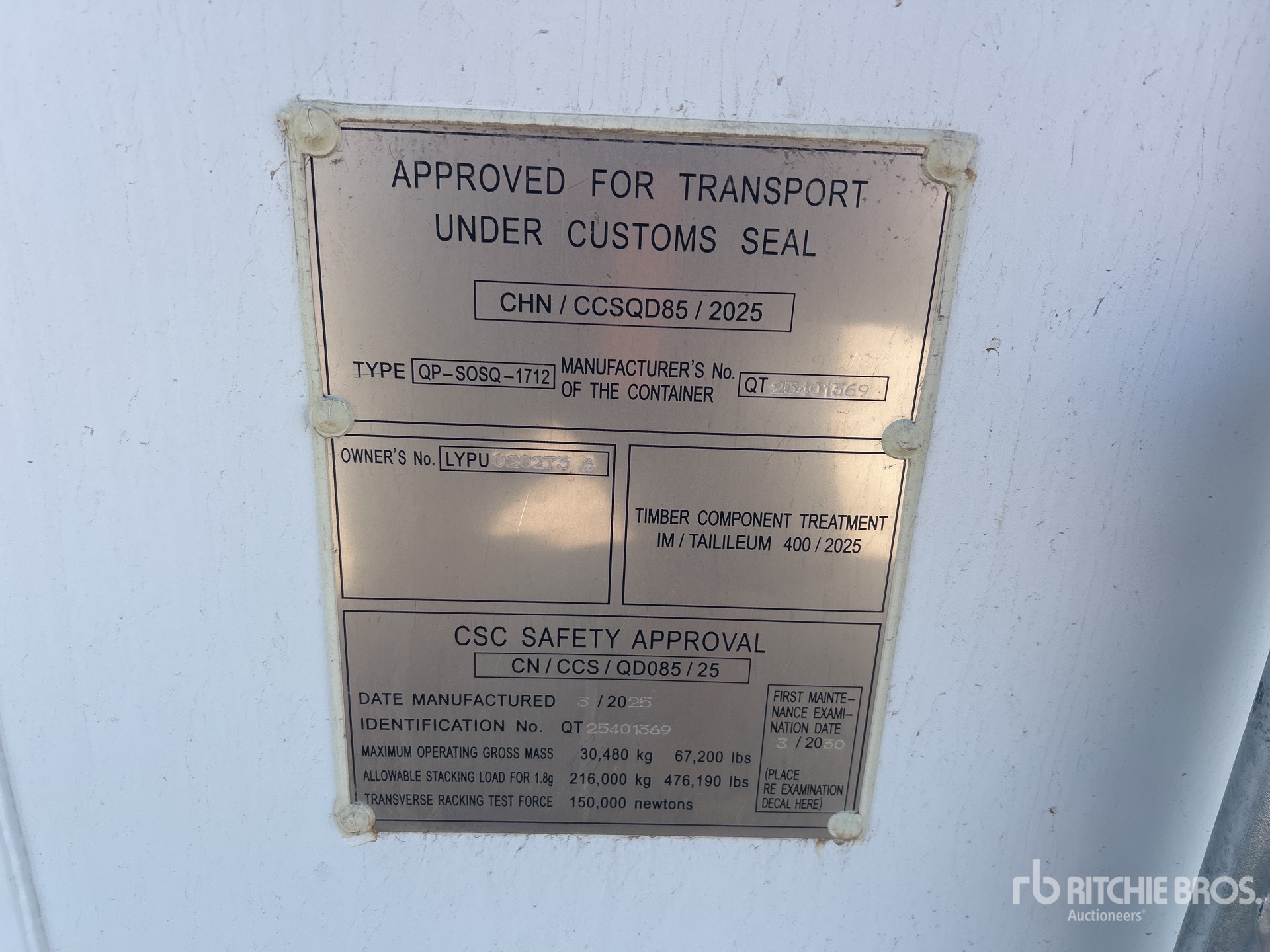 General Appearance with Serial Number / VIN