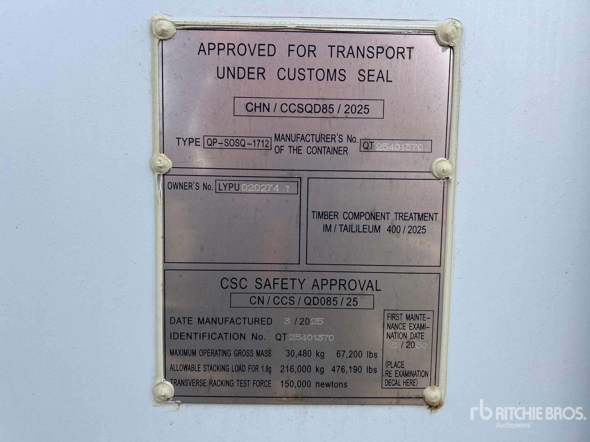 General Appearance with Serial Number / VIN