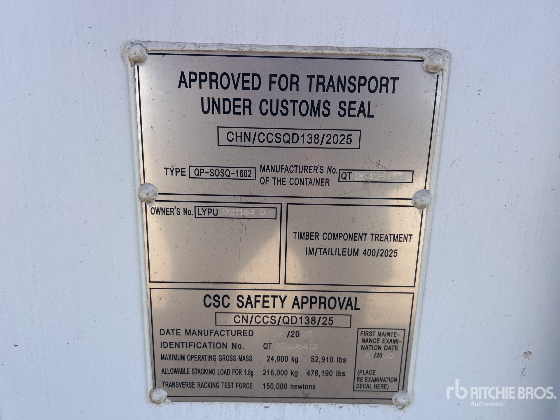 General Appearance with Serial Number / VIN