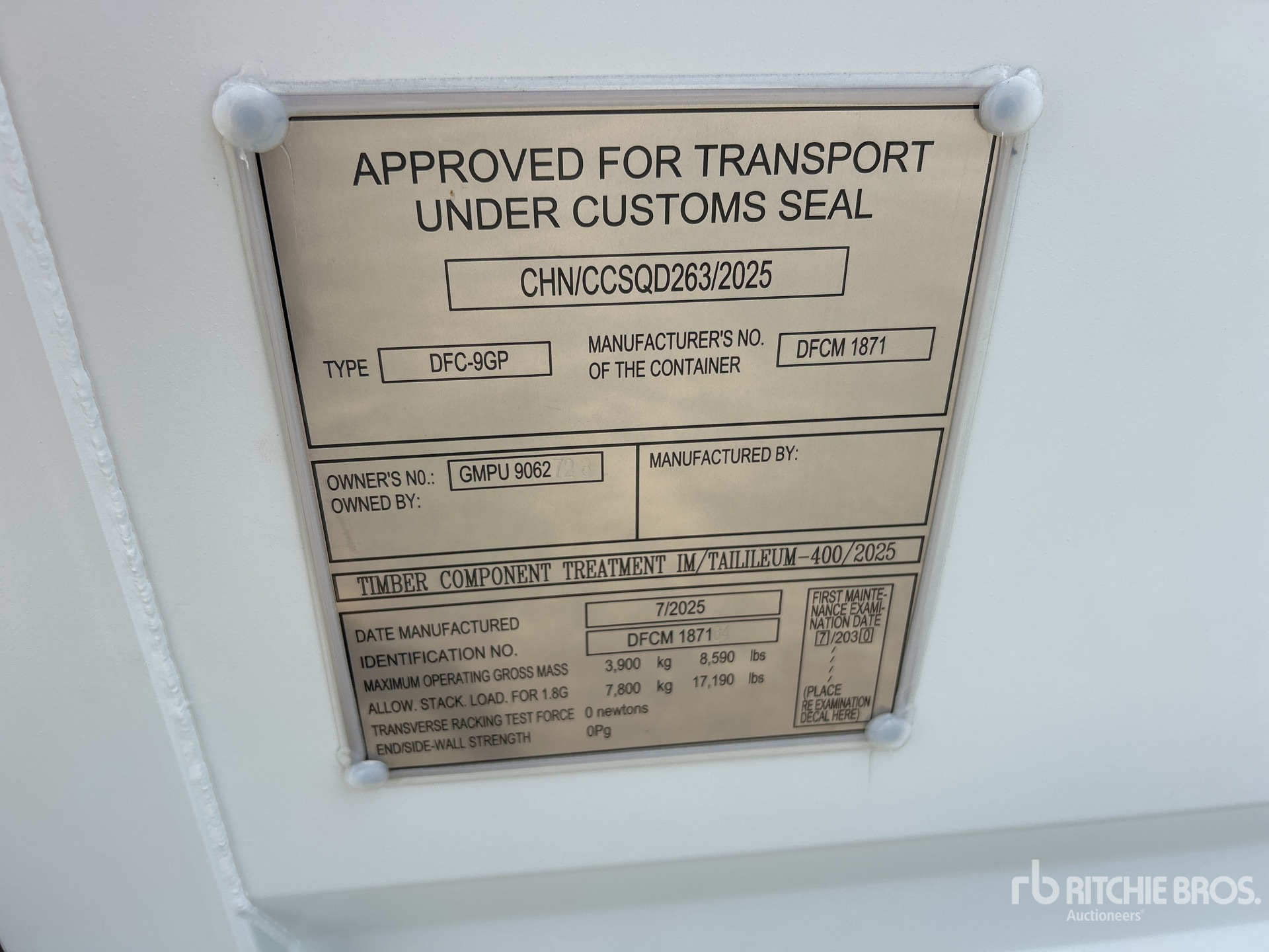 General Appearance with Serial Number / VIN