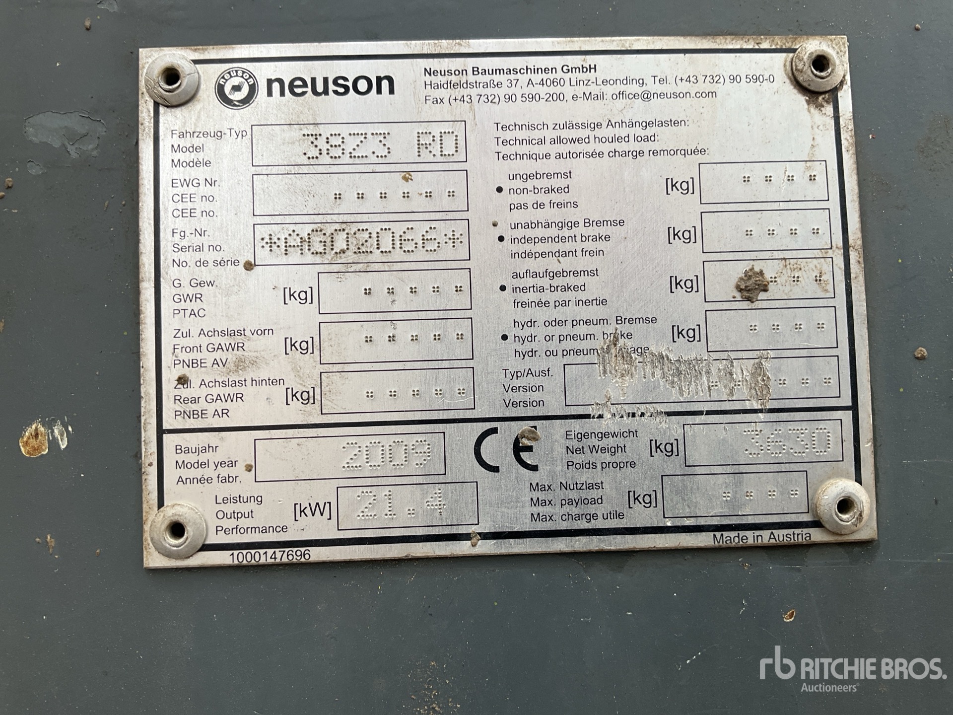 General Appearance with Serial Number / VIN