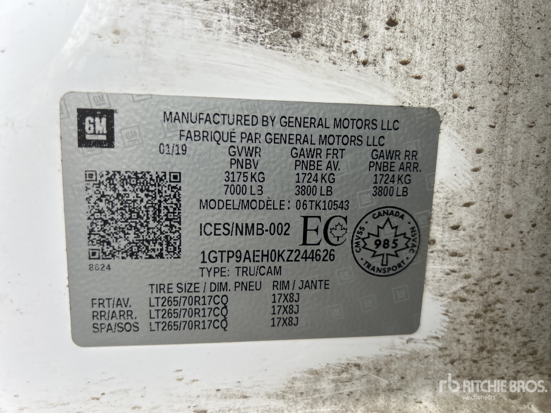 General Appearance with Serial Number / VIN