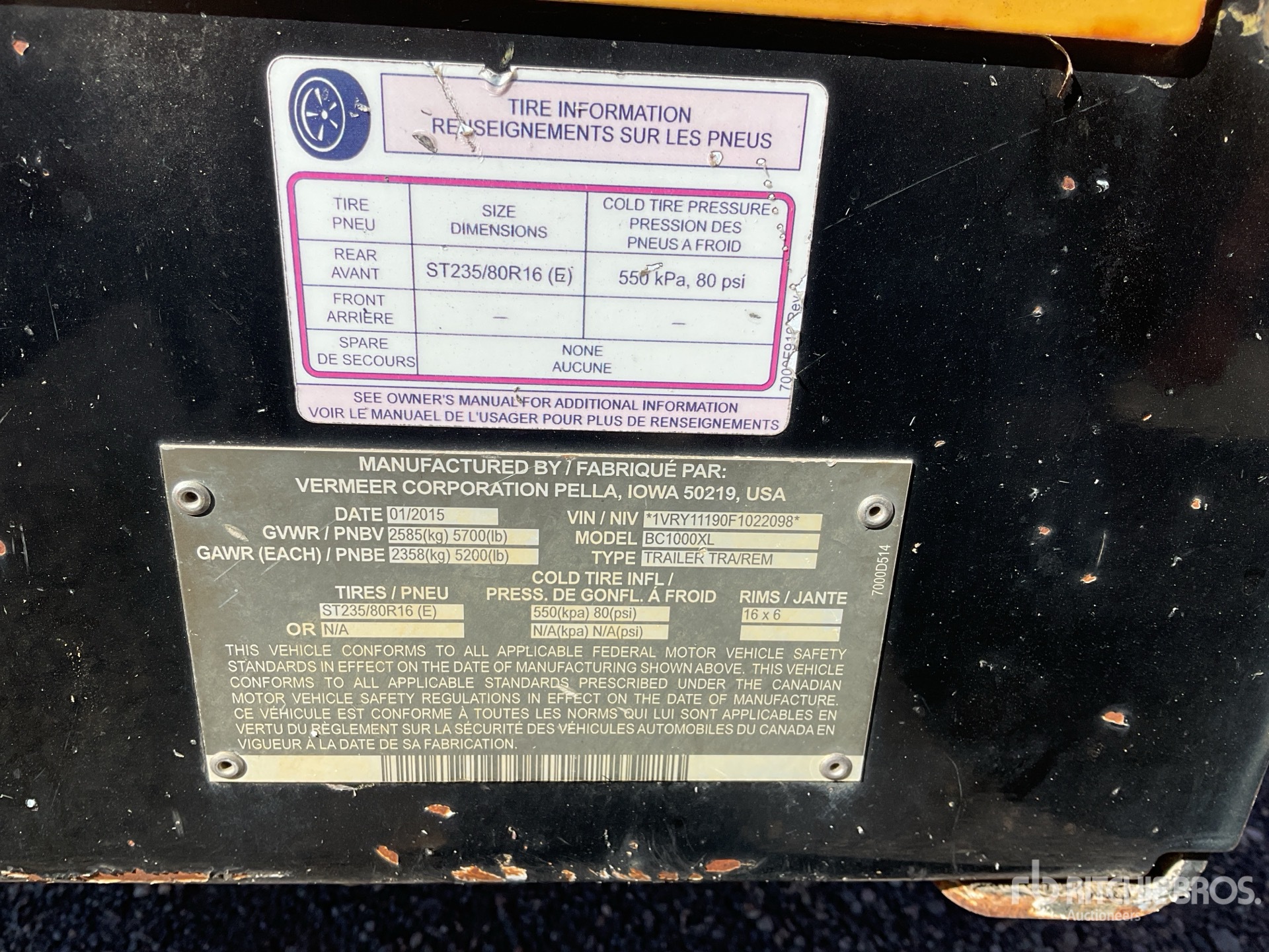General Appearance with Serial Number / VIN