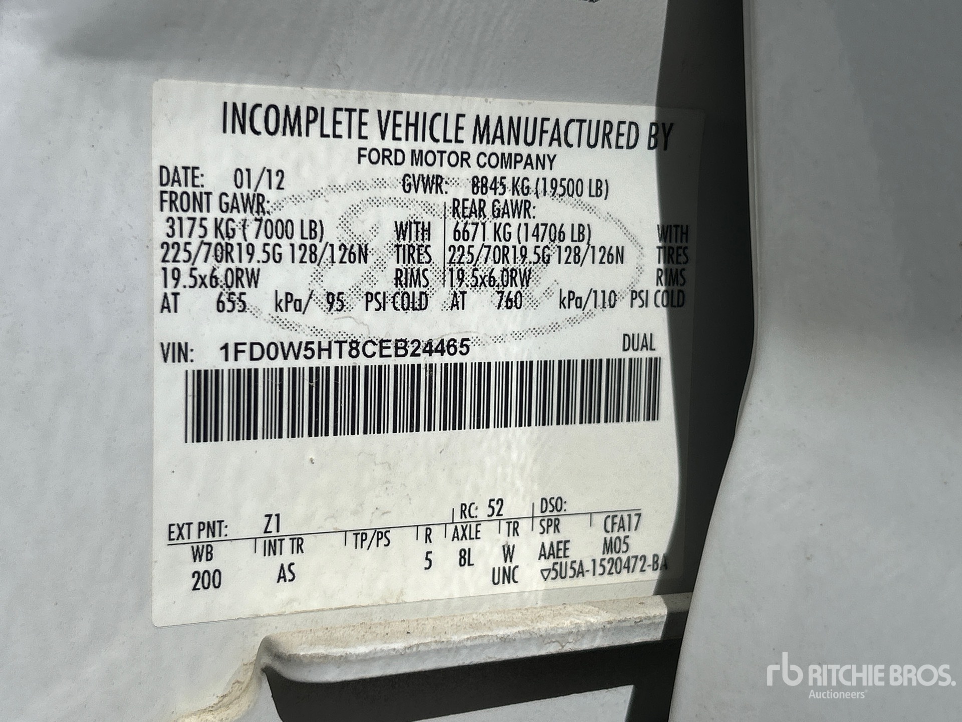 General Appearance with Serial Number / VIN