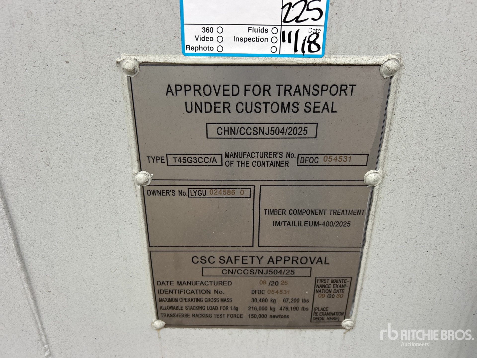 General Appearance with Serial Number / VIN