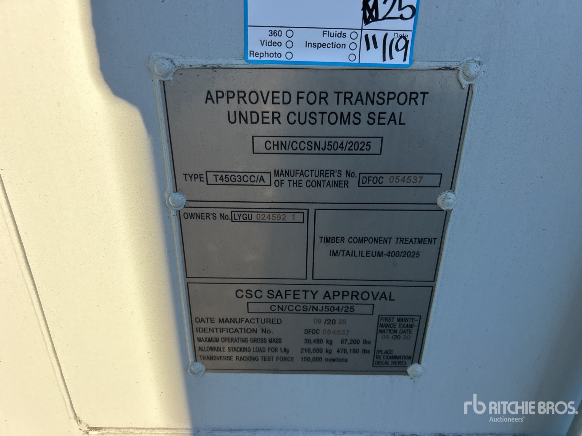 General Appearance with Serial Number / VIN