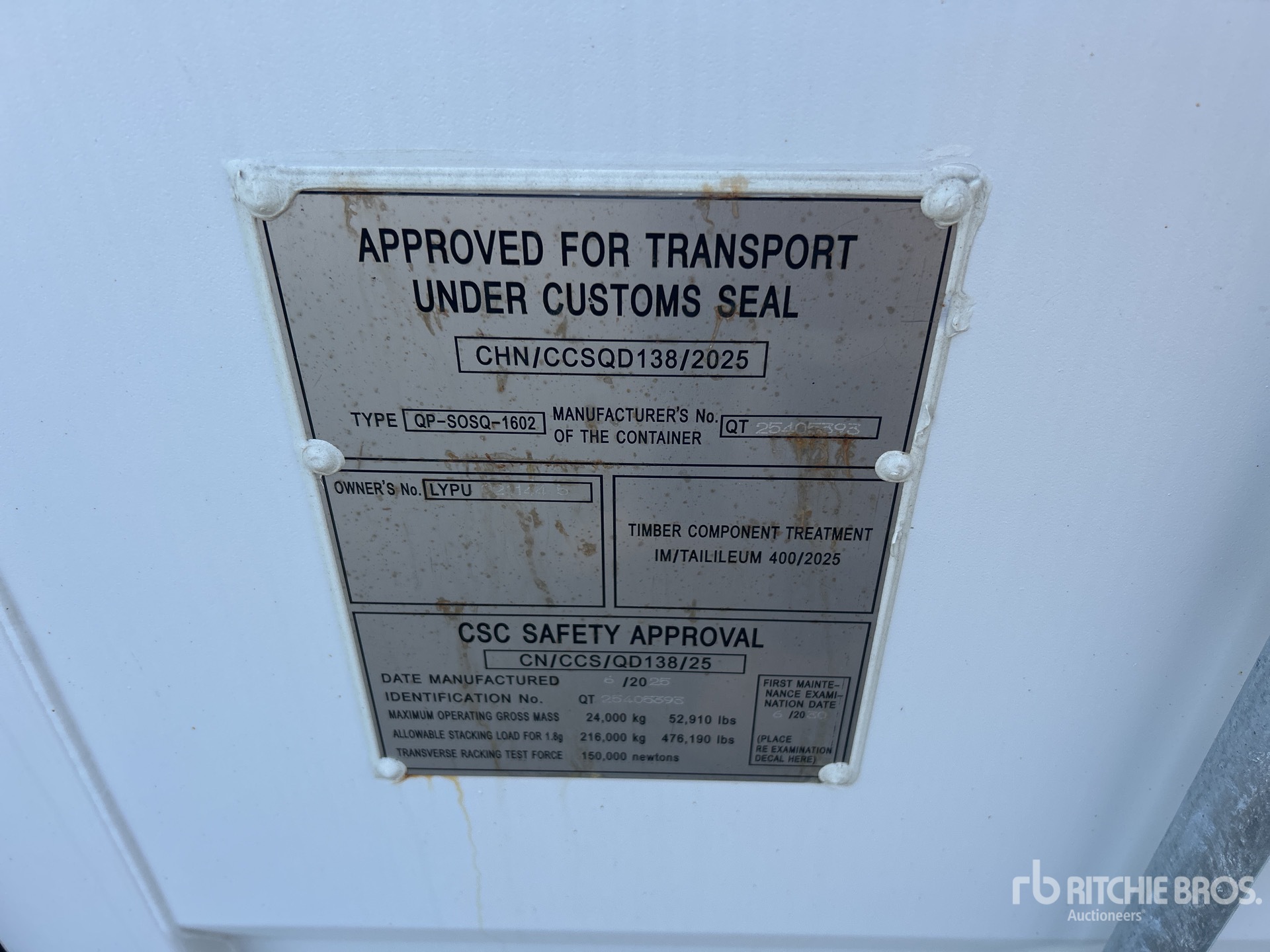 General Appearance with Serial Number / VIN