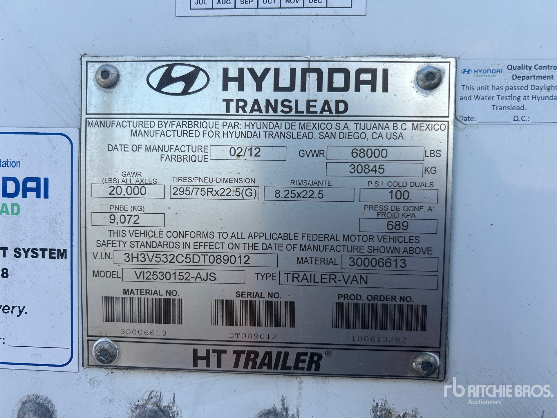 General Appearance with Serial Number / VIN