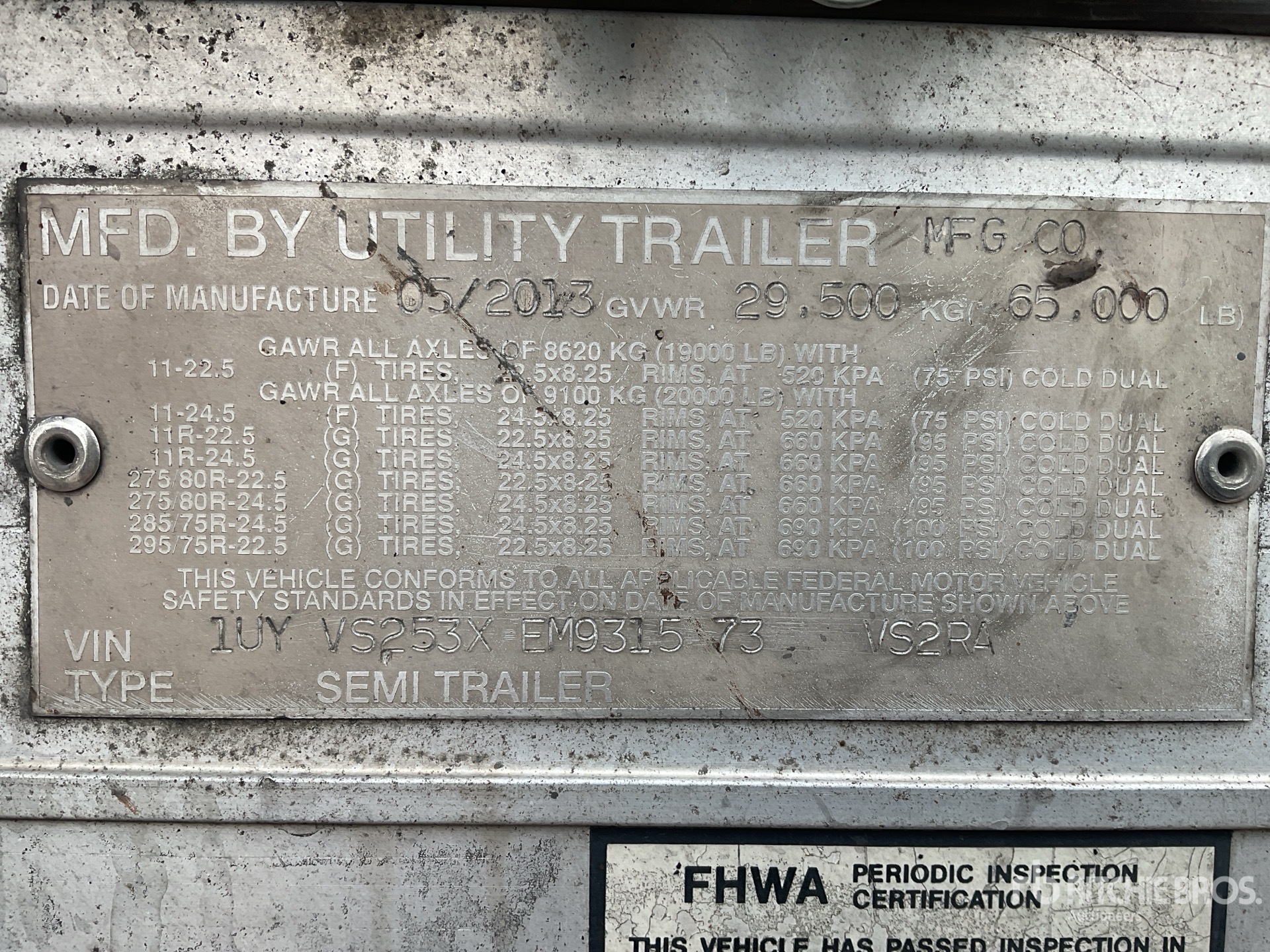 General Appearance with Serial Number / VIN