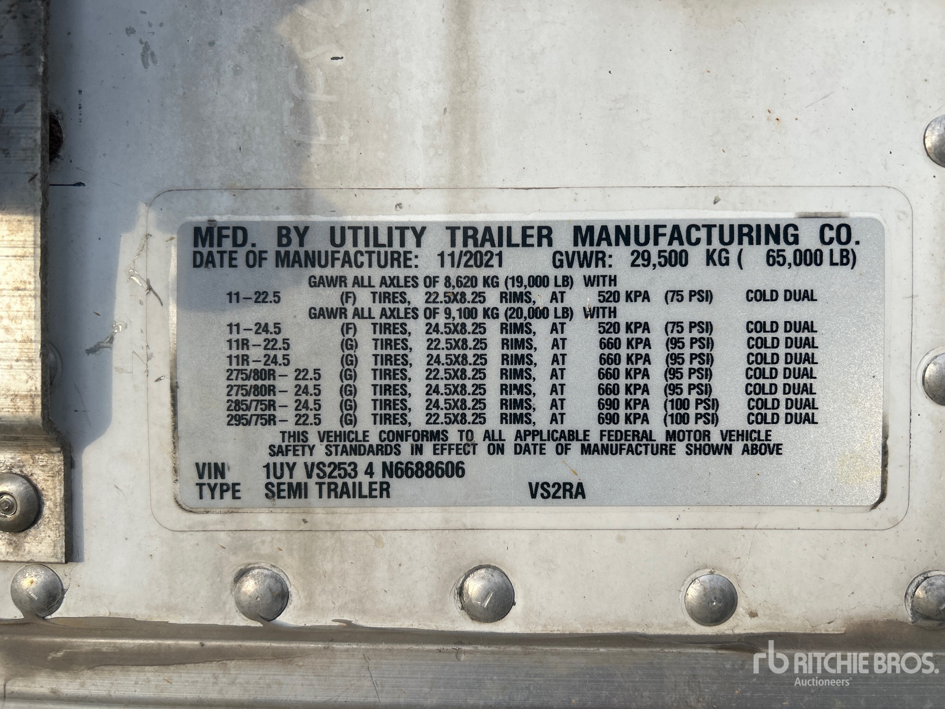 General Appearance with Serial Number / VIN