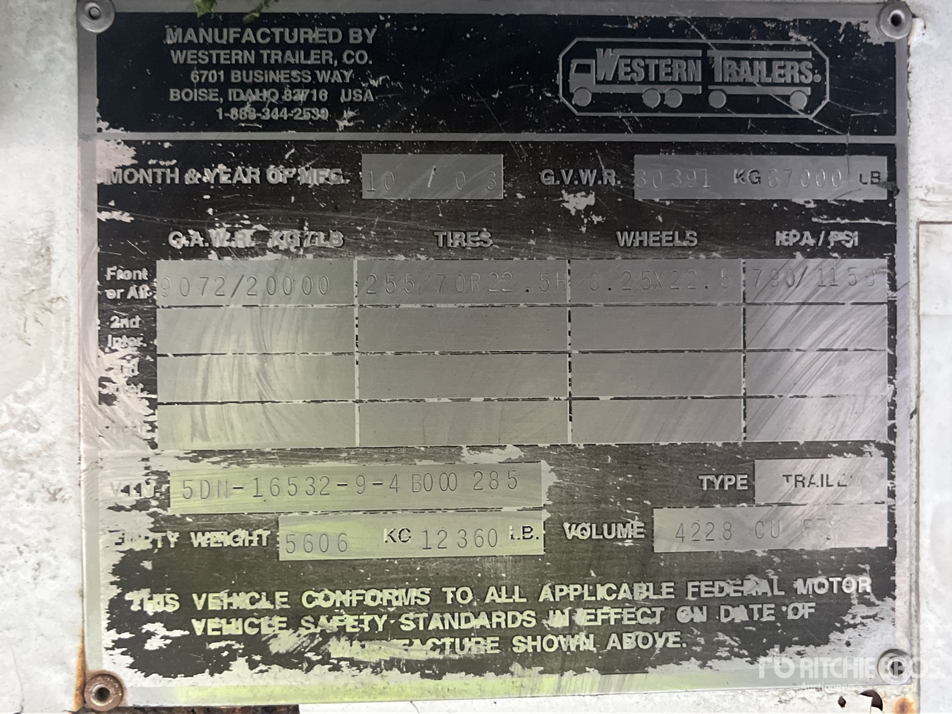 General Appearance with Serial Number / VIN