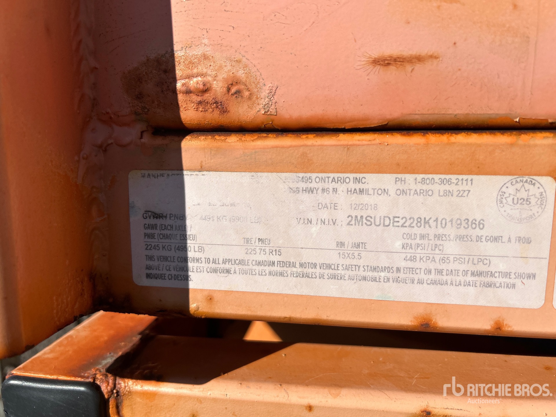 General Appearance with Serial Number / VIN
