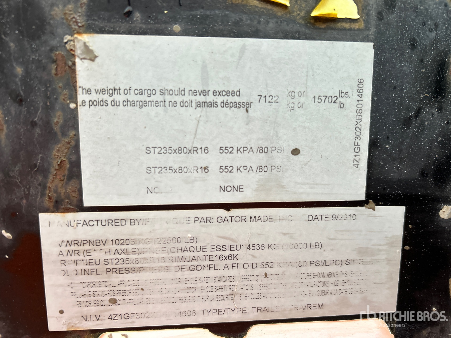 General Appearance with Serial Number / VIN