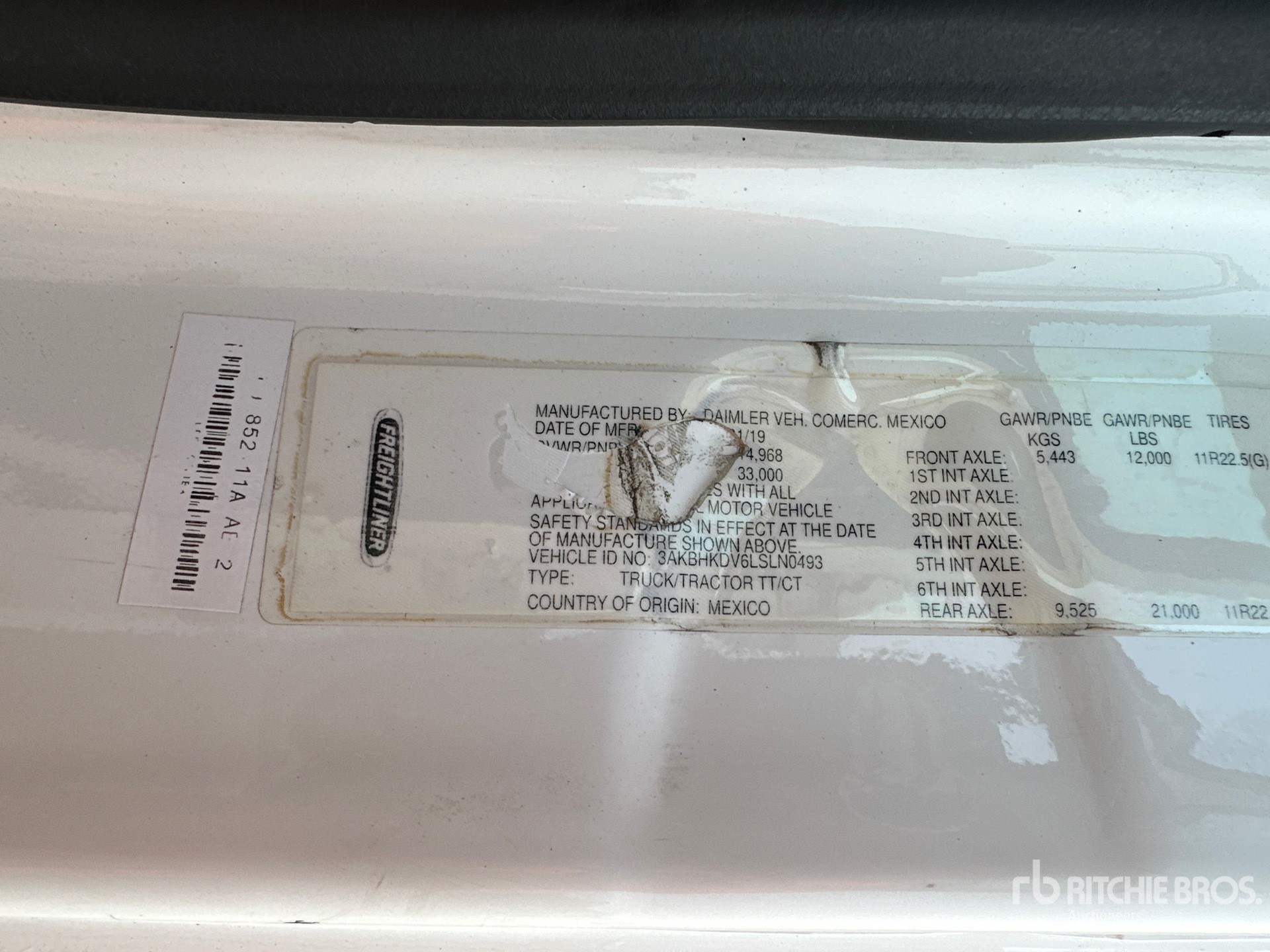 General Appearance with Serial Number / VIN