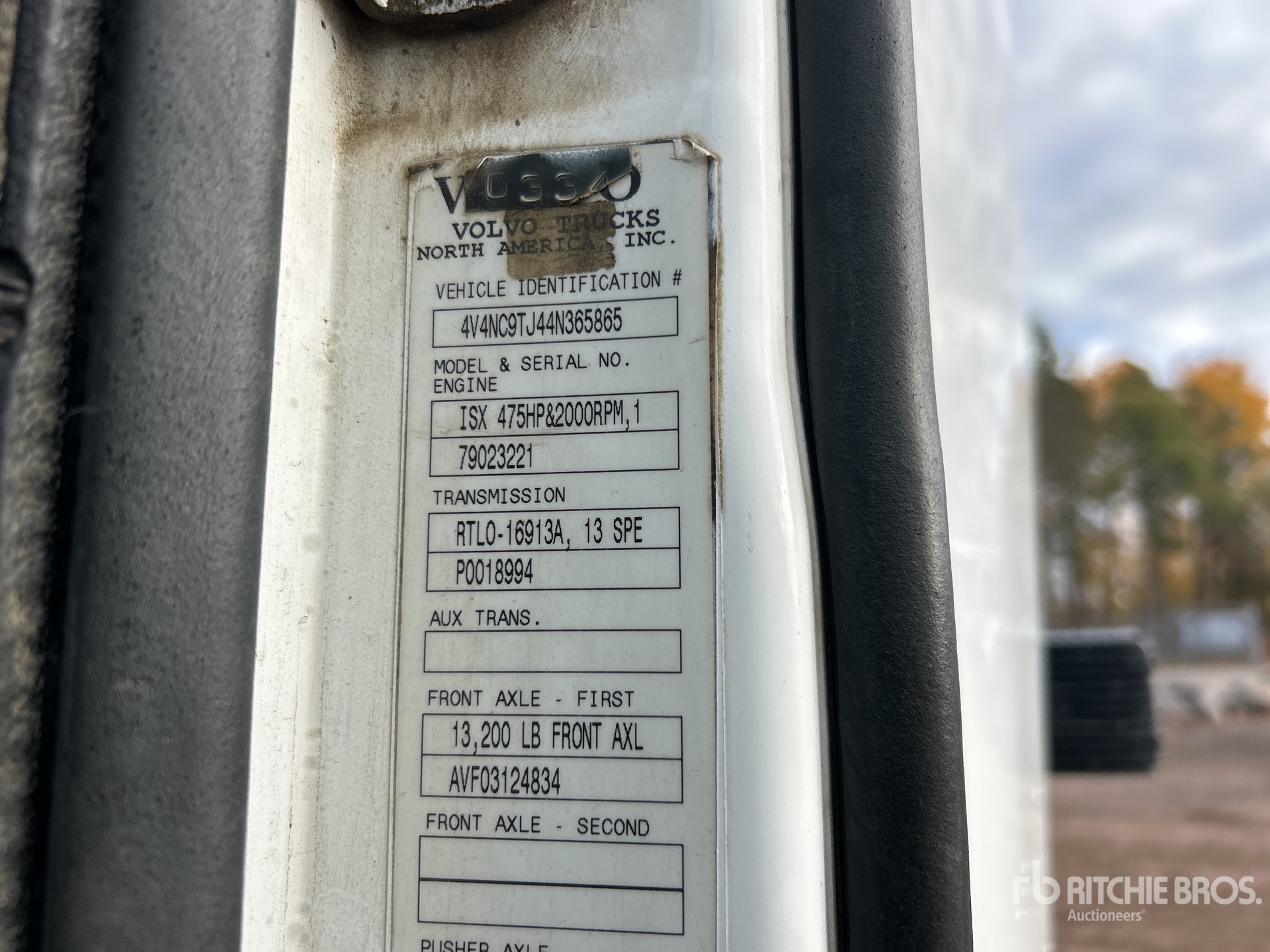General Appearance with Serial Number / VIN