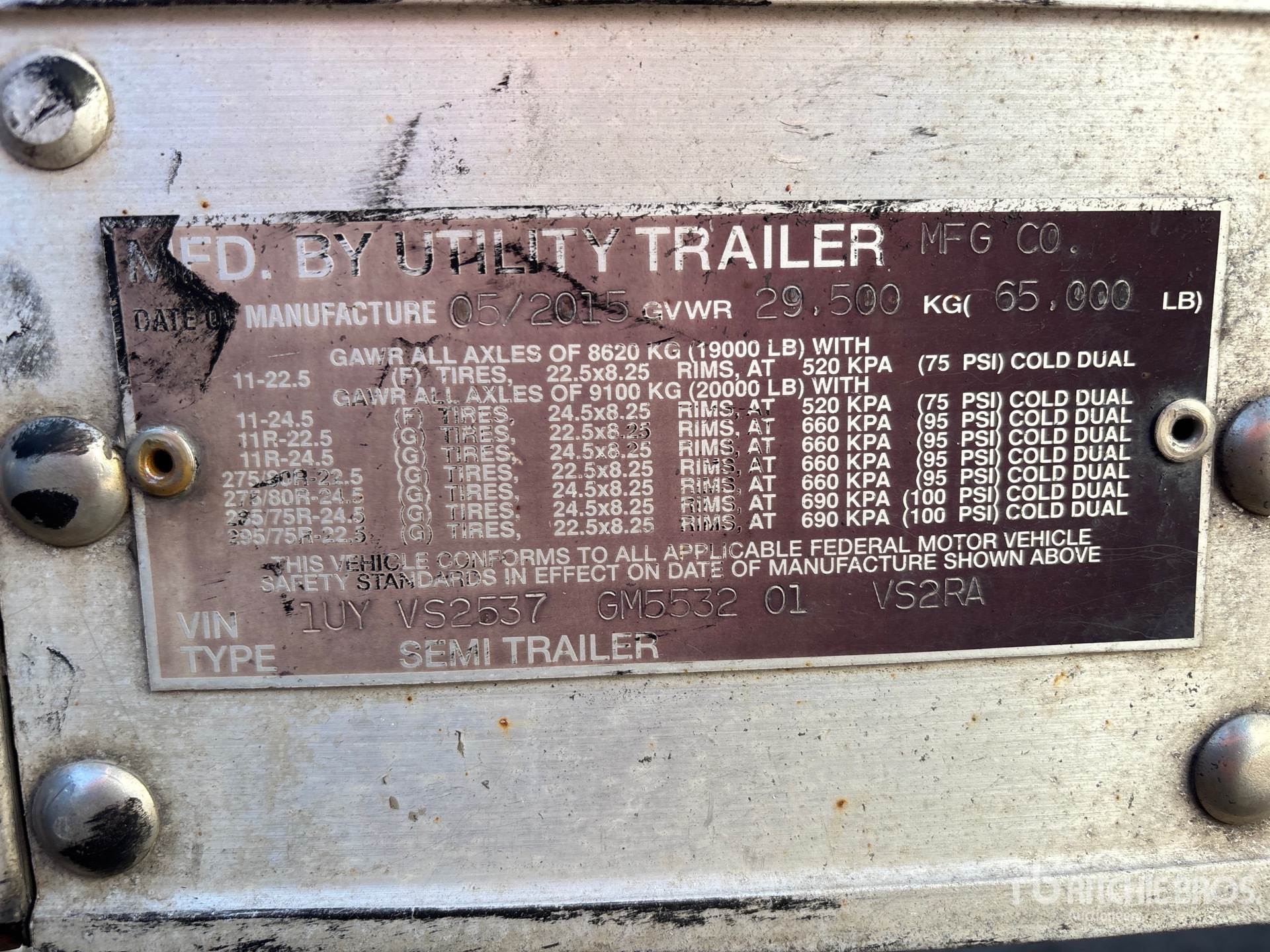 General Appearance with Serial Number / VIN