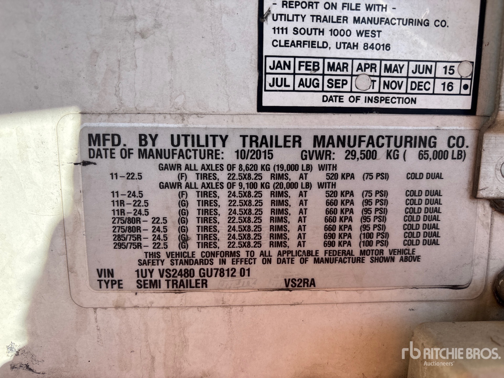 General Appearance with Serial Number / VIN