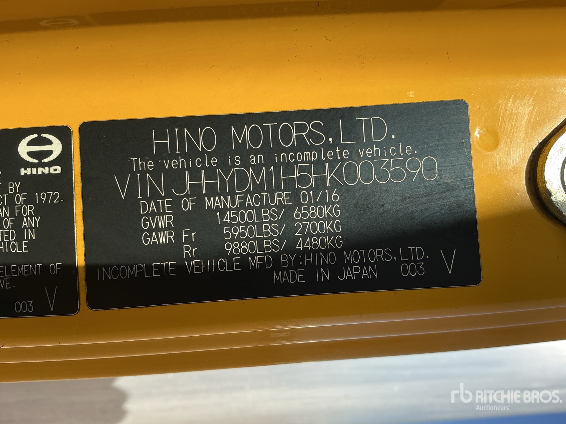 General Appearance with Serial Number / VIN