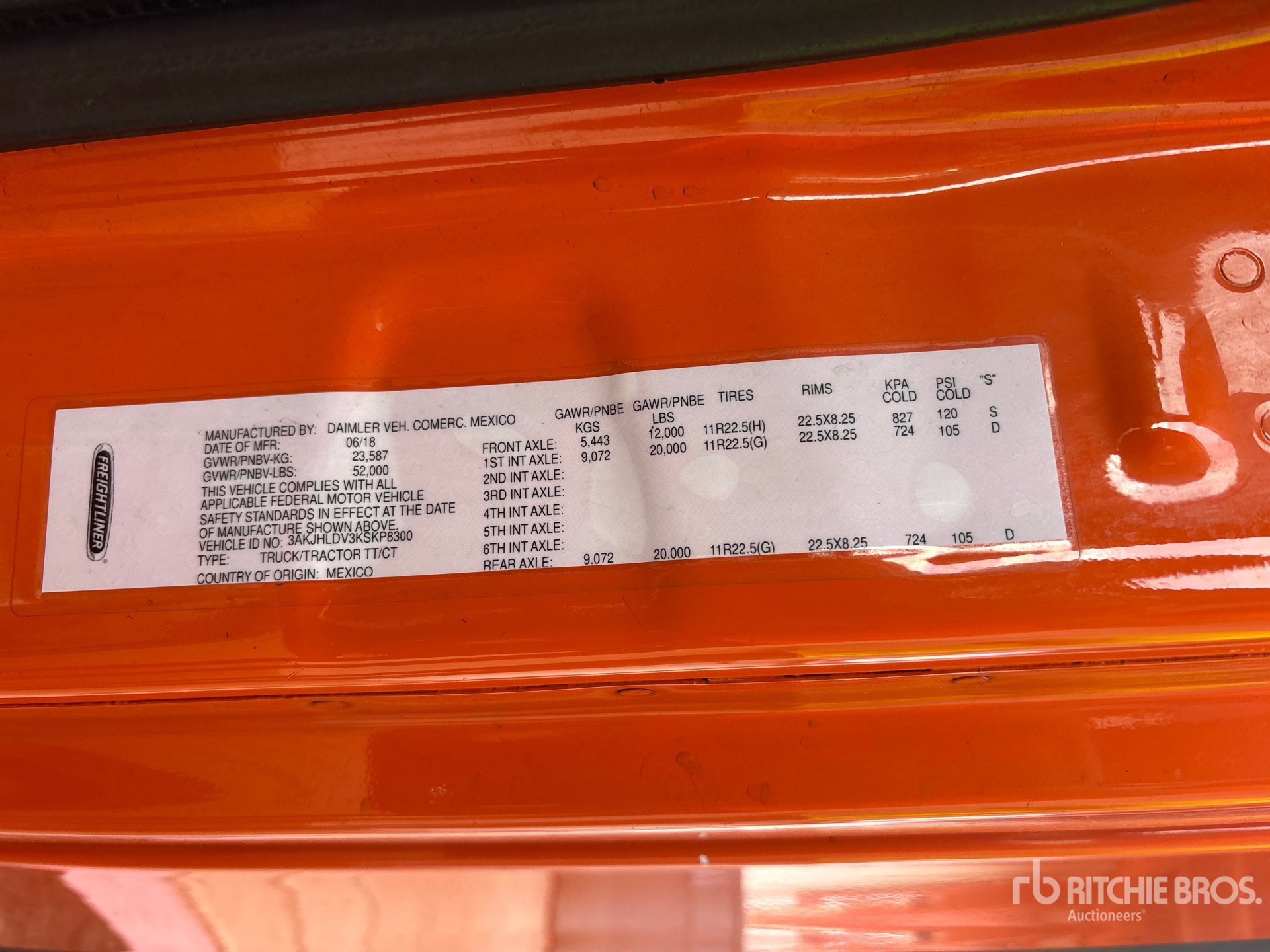 General Appearance with Serial Number / VIN