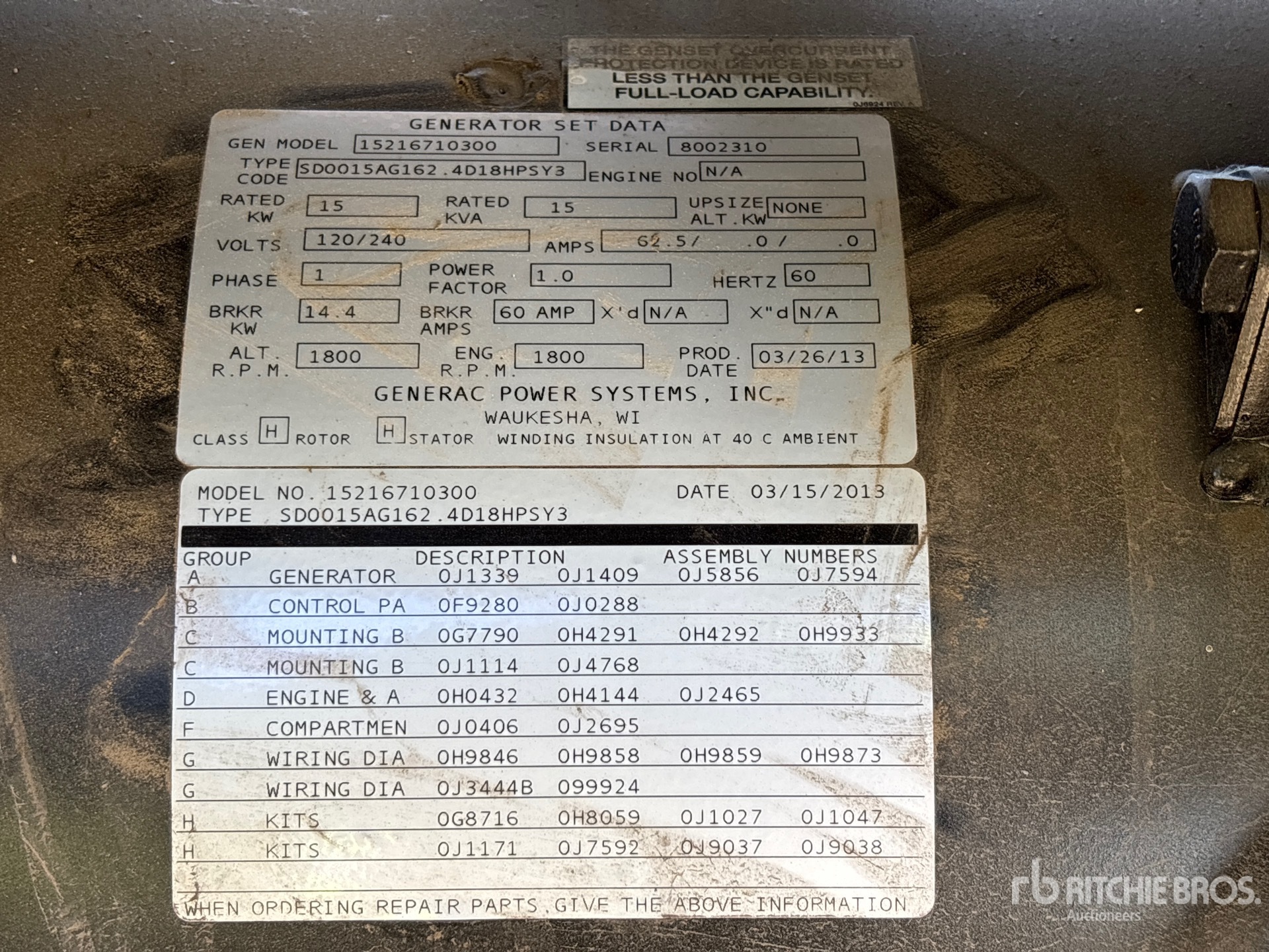 General Appearance with Serial Number / VIN