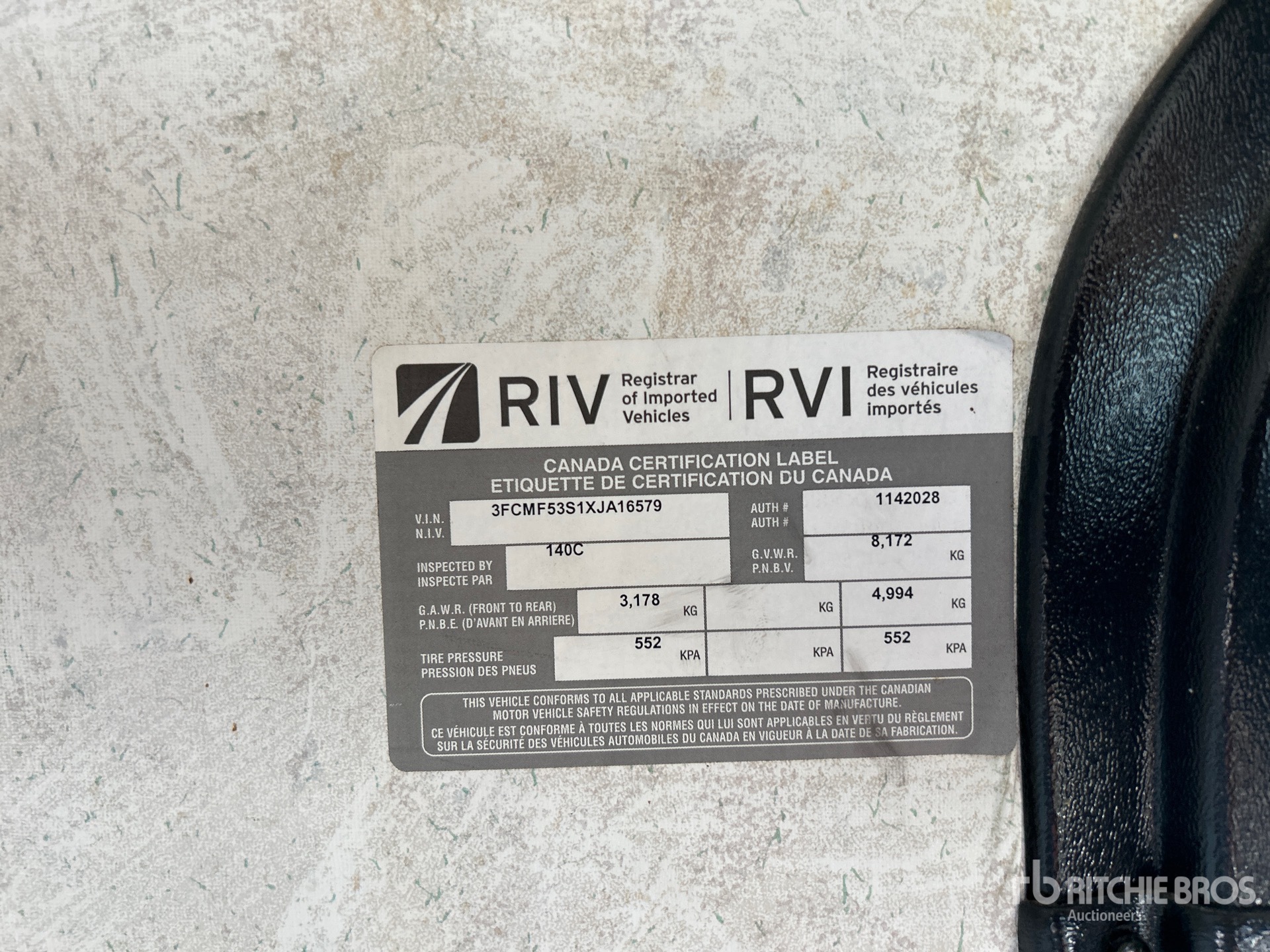 General Appearance with Serial Number / VIN