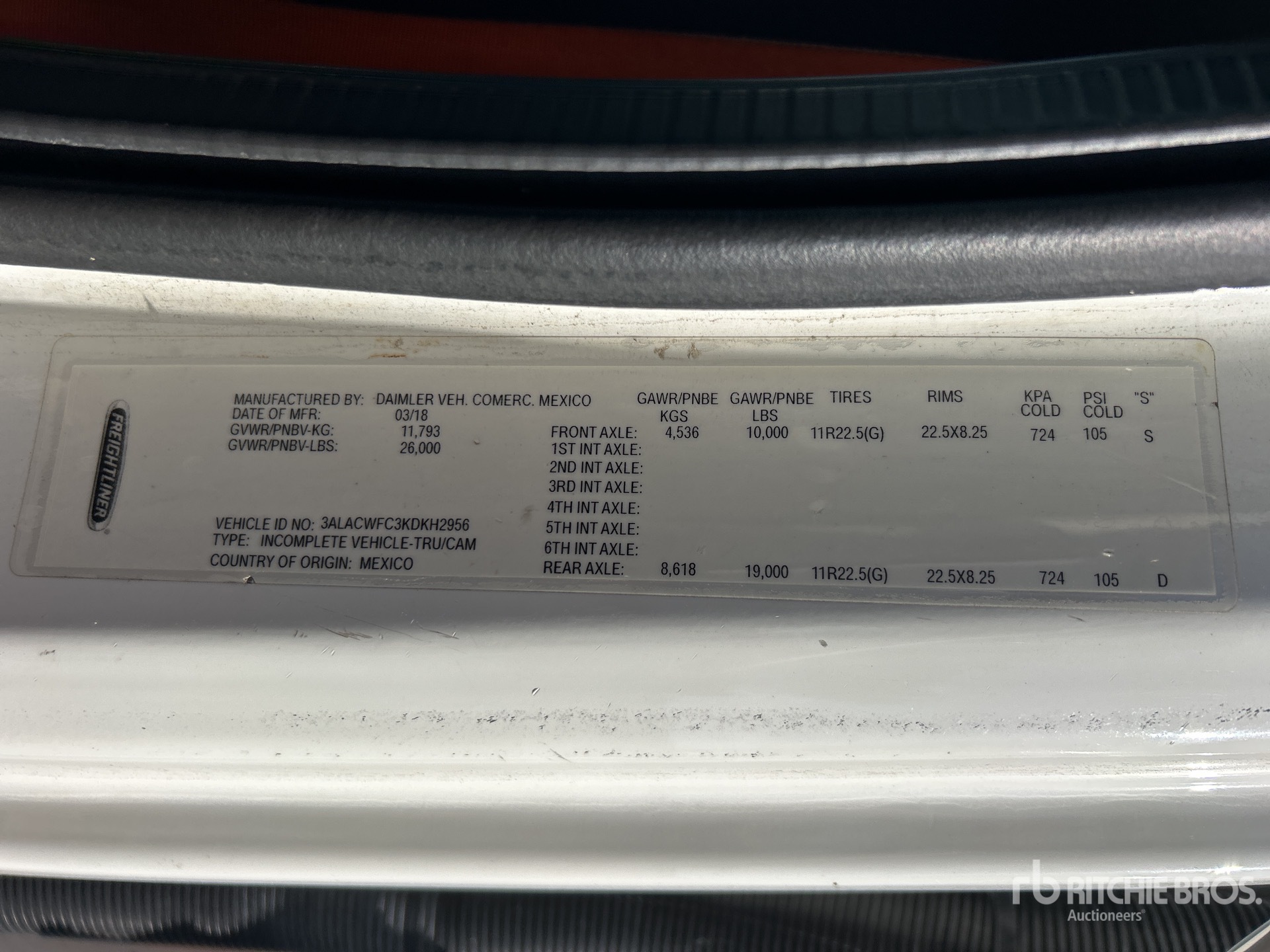 General Appearance with Serial Number / VIN