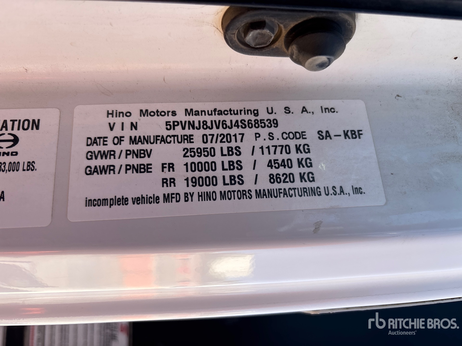 General Appearance with Serial Number / VIN