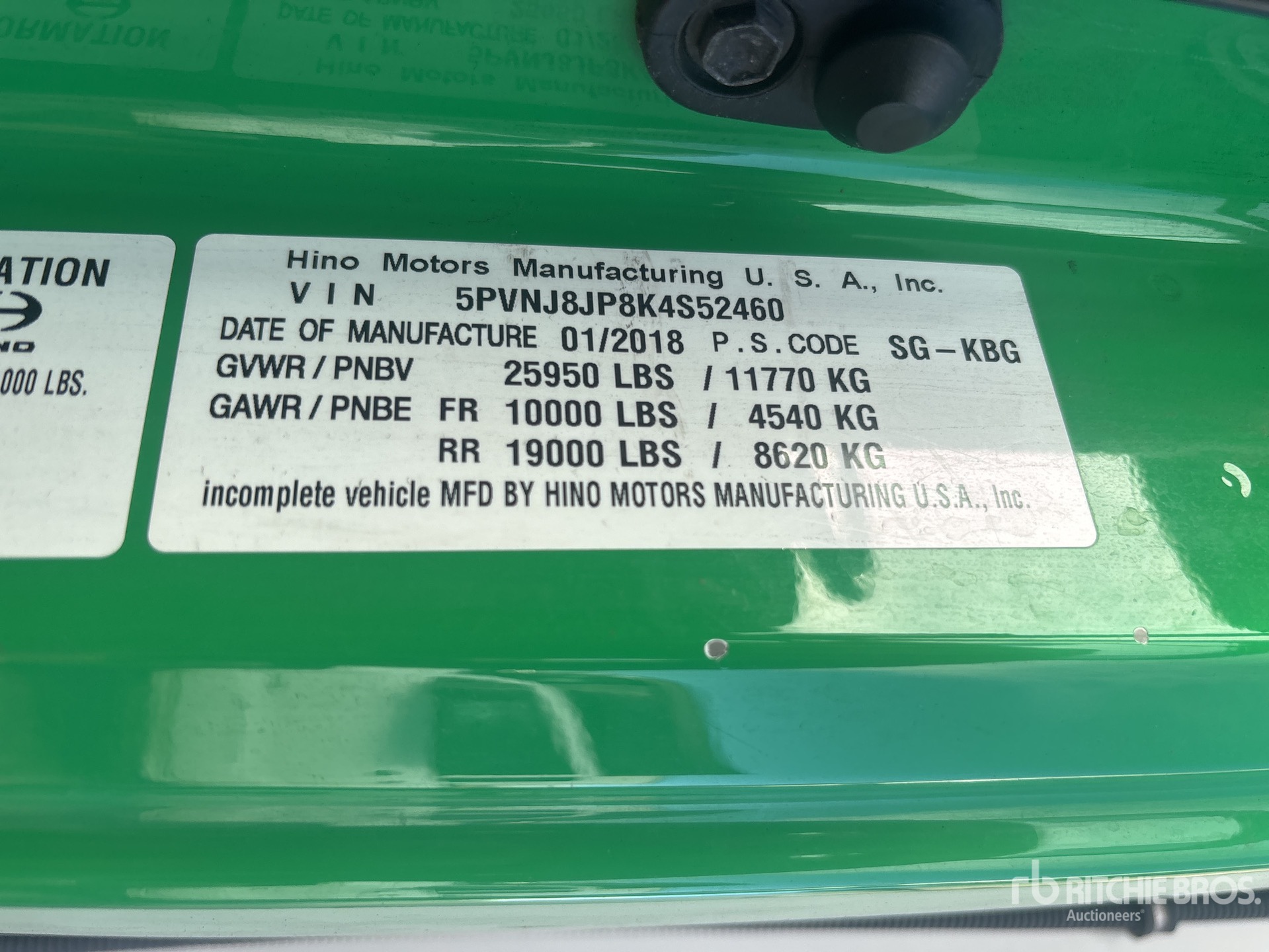 General Appearance with Serial Number / VIN