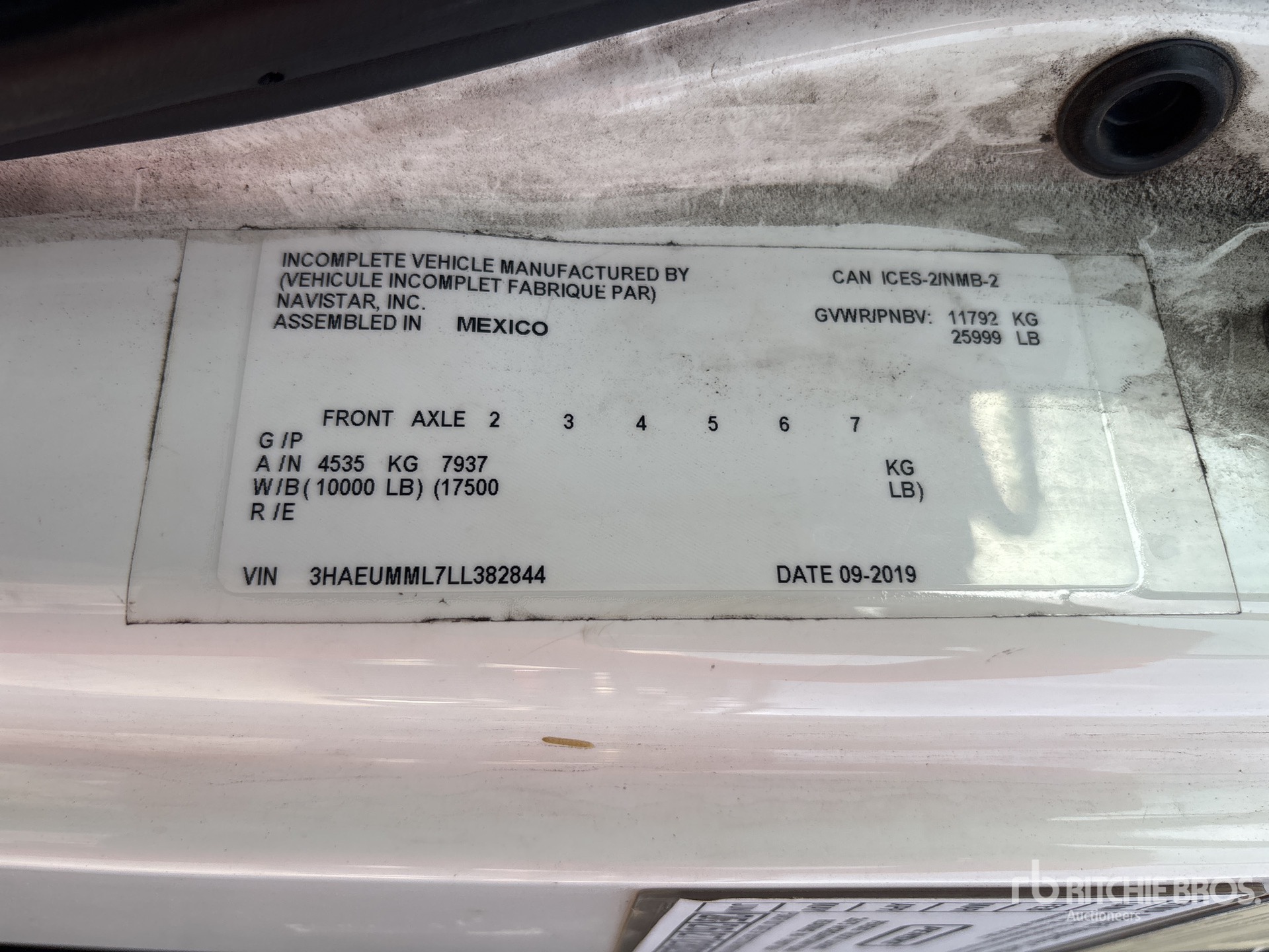 General Appearance with N.º de serie/VIN